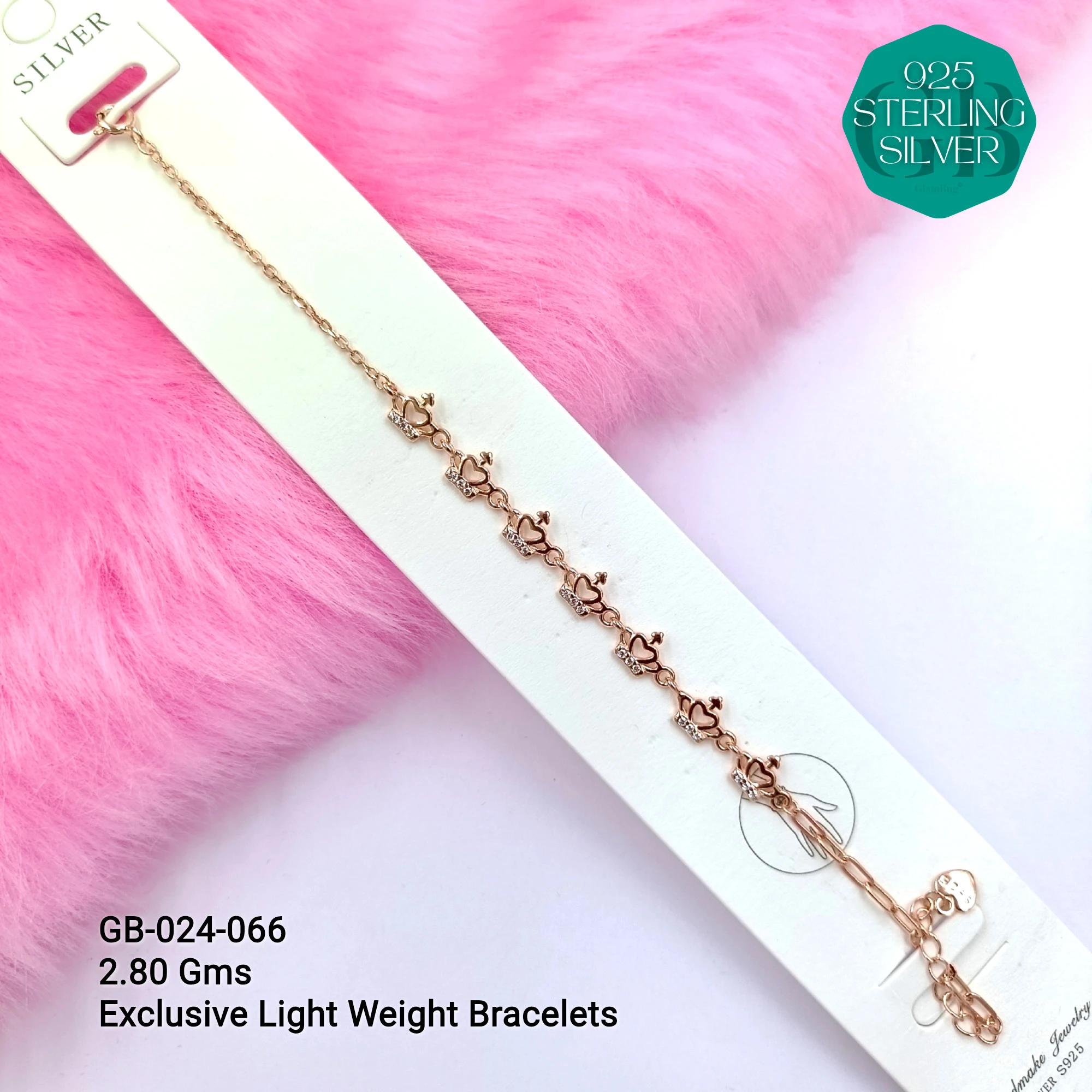 LUXURY ZIRCON EXCLUSIVE BRACELETS - Premium 925 Silver Jewellery - SKU: GB-024-066 - Hyderabad Silver Importers