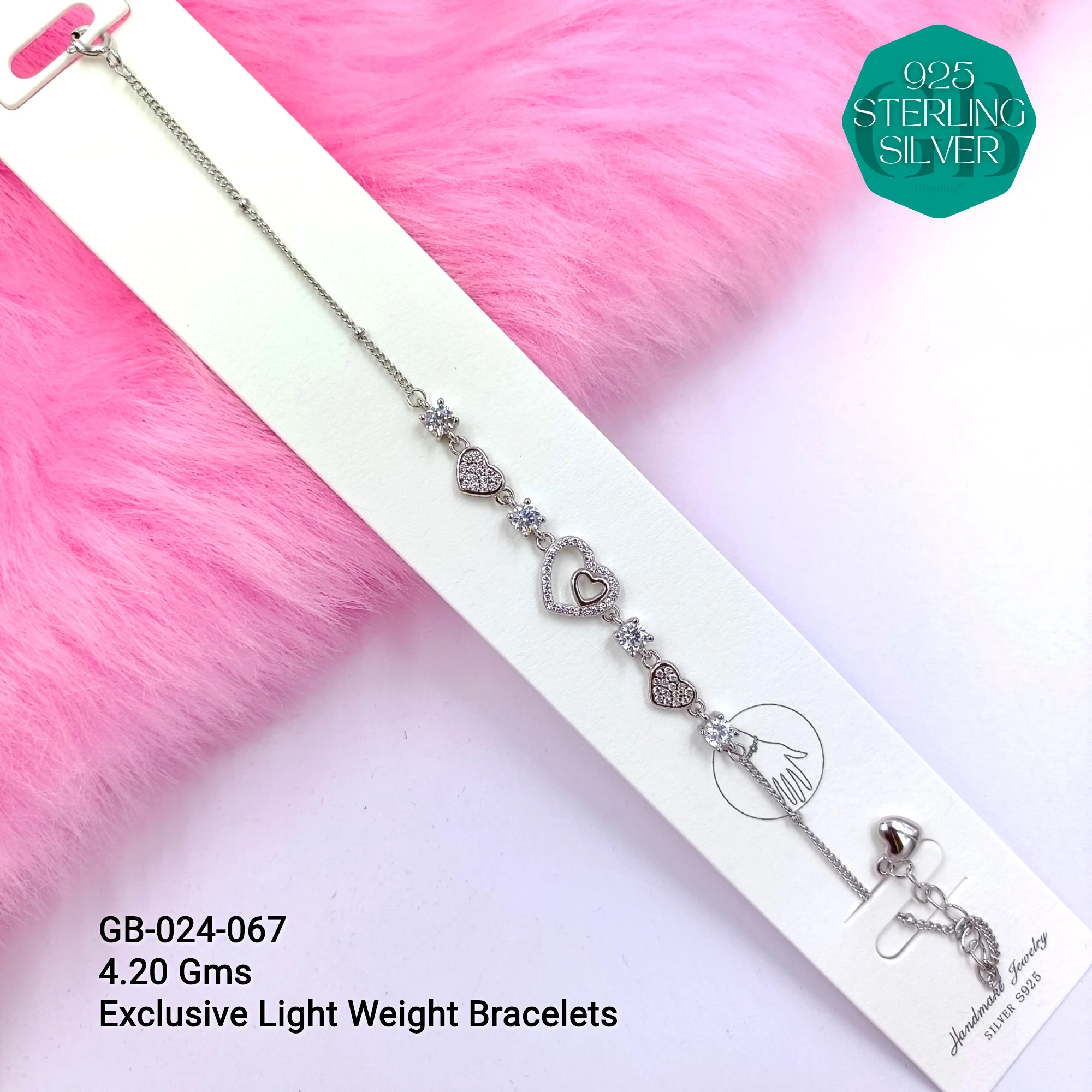 LUXURY ZIRCON EXCLUSIVE BRACELETS - Premium 925 Silver Jewellery - SKU: GB-024-067 - Hyderabad Silver Importers
