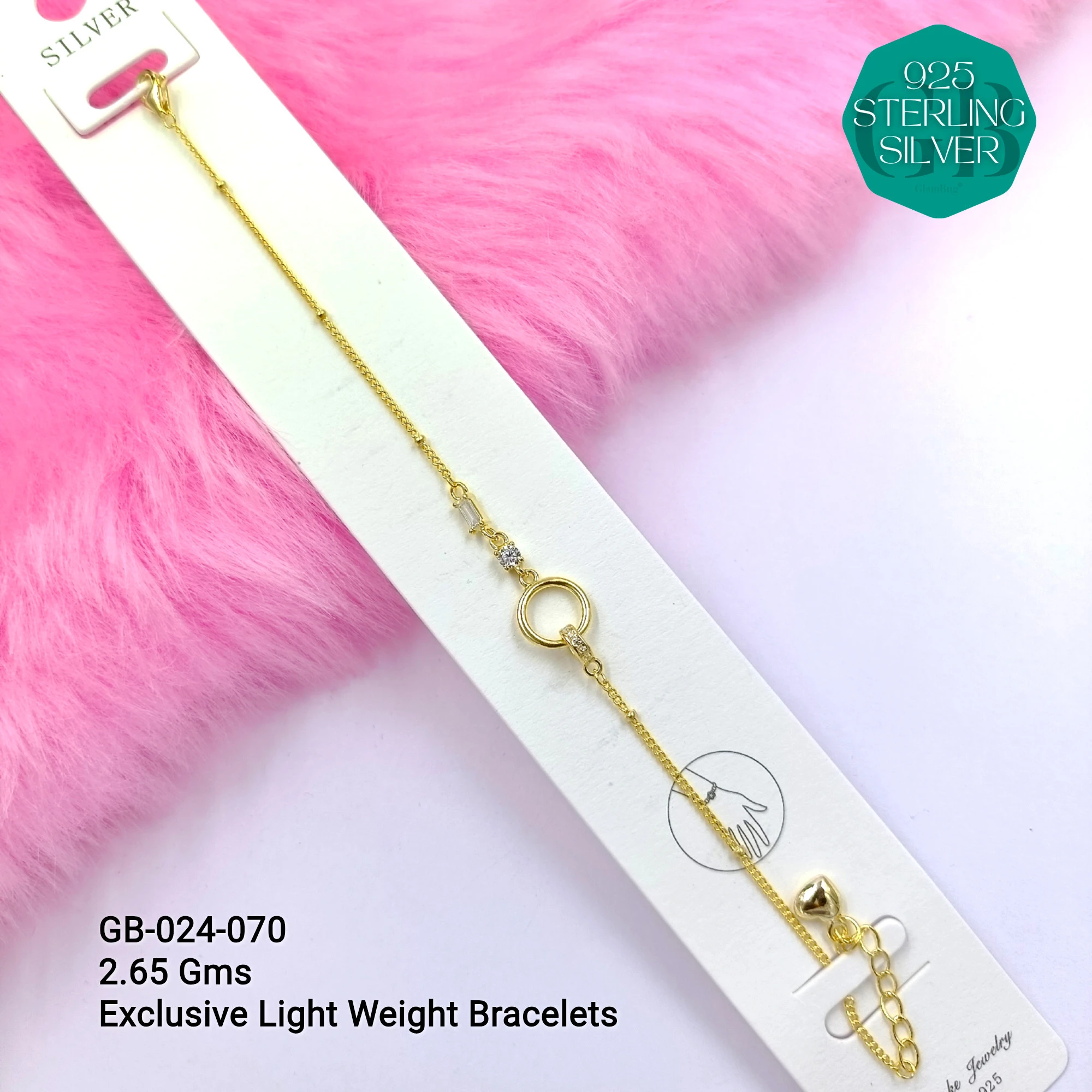 LUXURY ZIRCON EXCLUSIVE BRACELETS - Premium 925 Silver Jewellery - SKU: GB-024-070 - Hyderabad Silver Importers