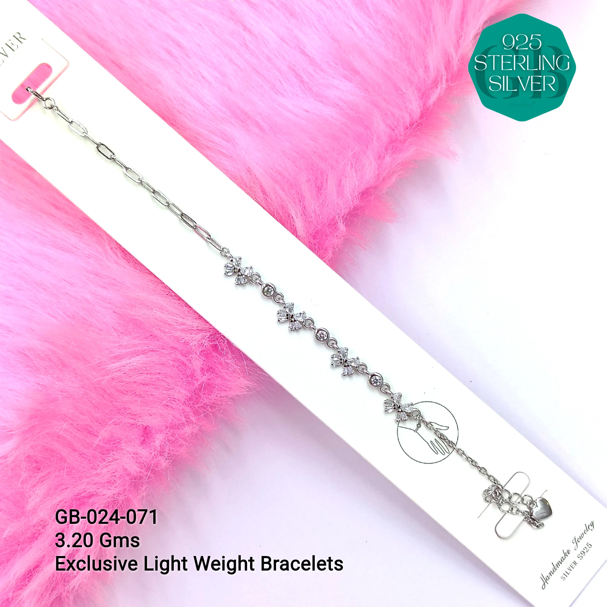 LUXURY ZIRCON EXCLUSIVE BRACELETS - Premium 925 Silver Jewellery - SKU: GB-024-071 - Hyderabad Silver Importers