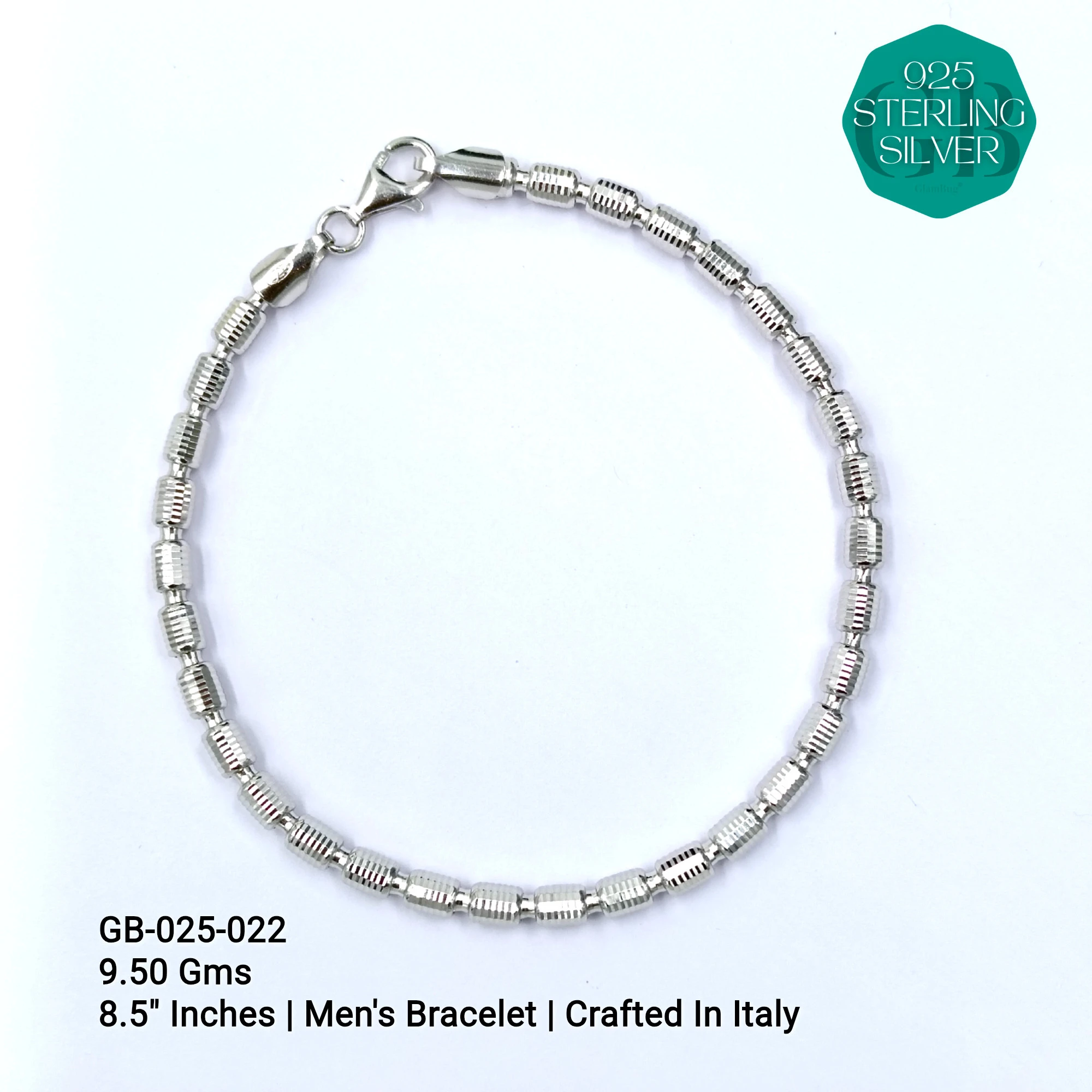 ITALY CNC BRACELETS - MEN - Premium 925 Silver Jewellery - SKU: GB-025-022 - Hyderabad Silver Importers