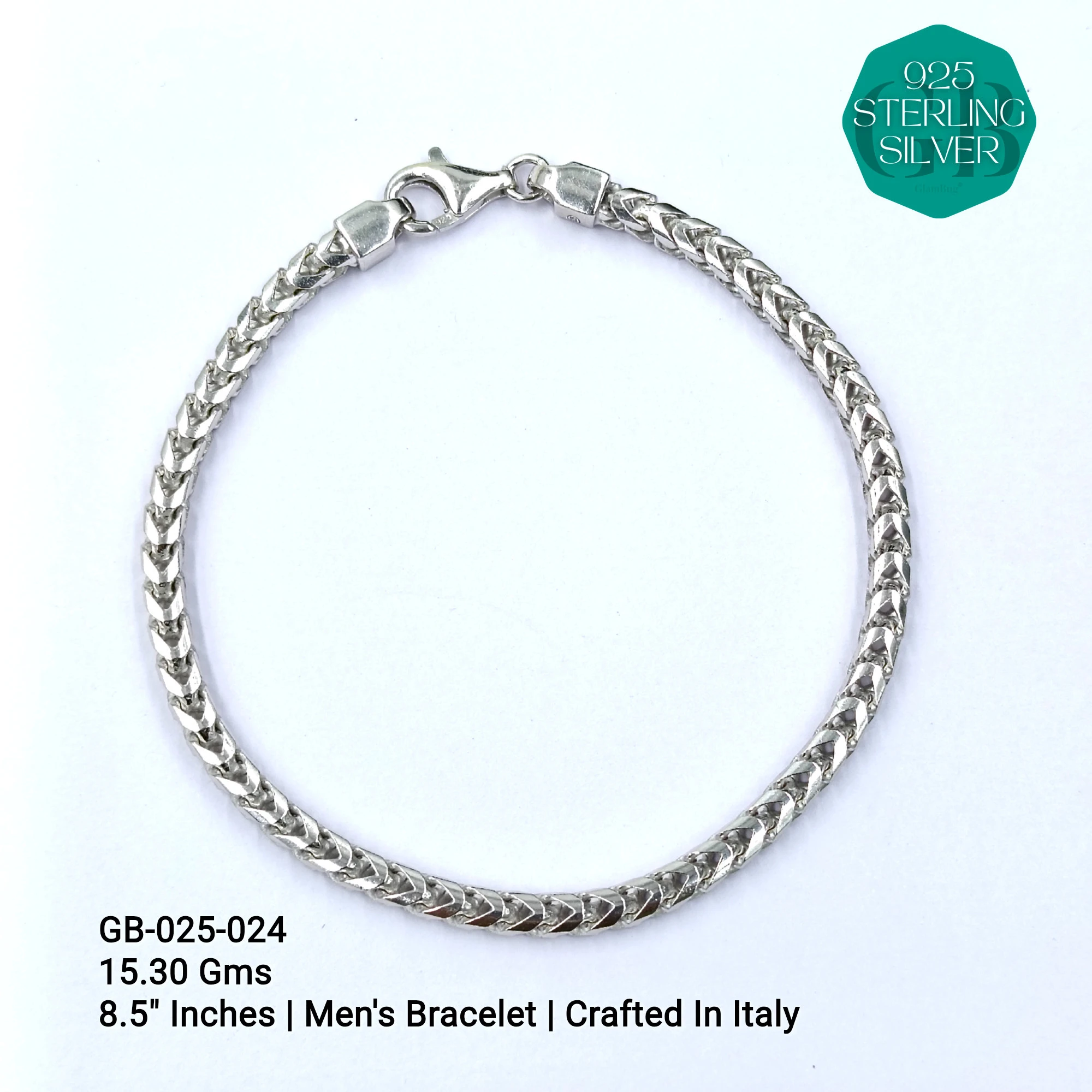ITALY CNC BRACELETS - MEN - Premium 925 Silver Jewellery - SKU: GB-025-024 - Hyderabad Silver Importers