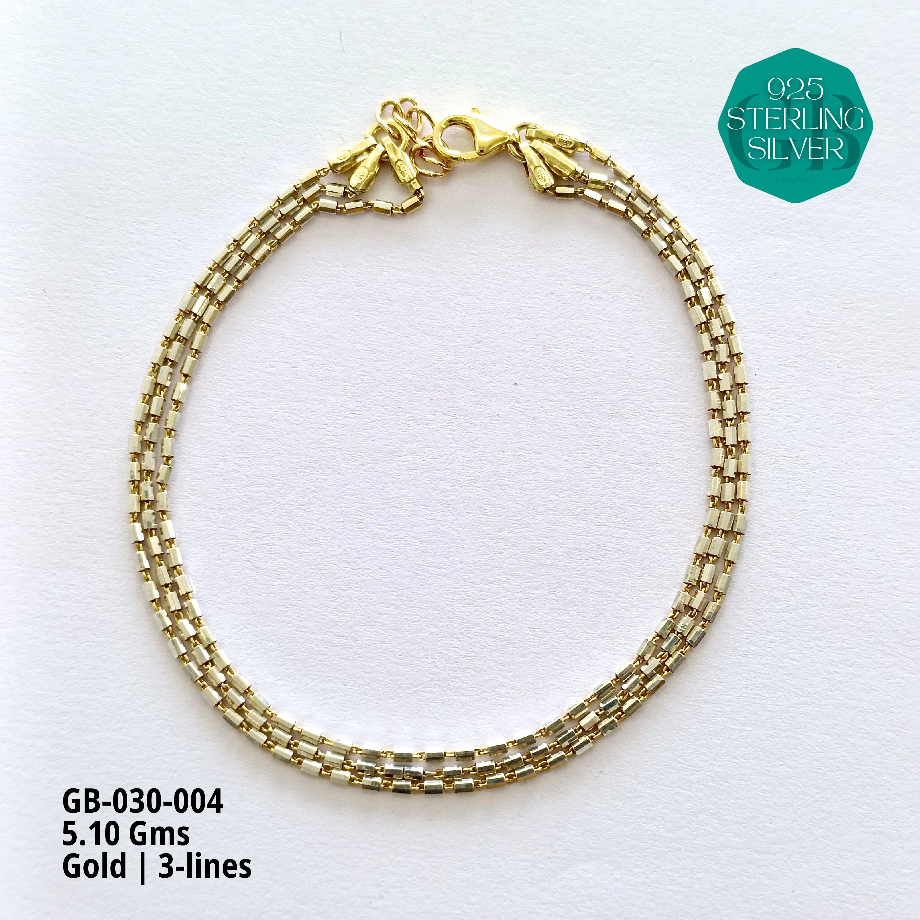 ITALIAN BUNCH BRACELETS 3-5-7 LINES - Premium 925 Silver Jewellery - SKU: GB-030-004 - Hyderabad Silver Importers