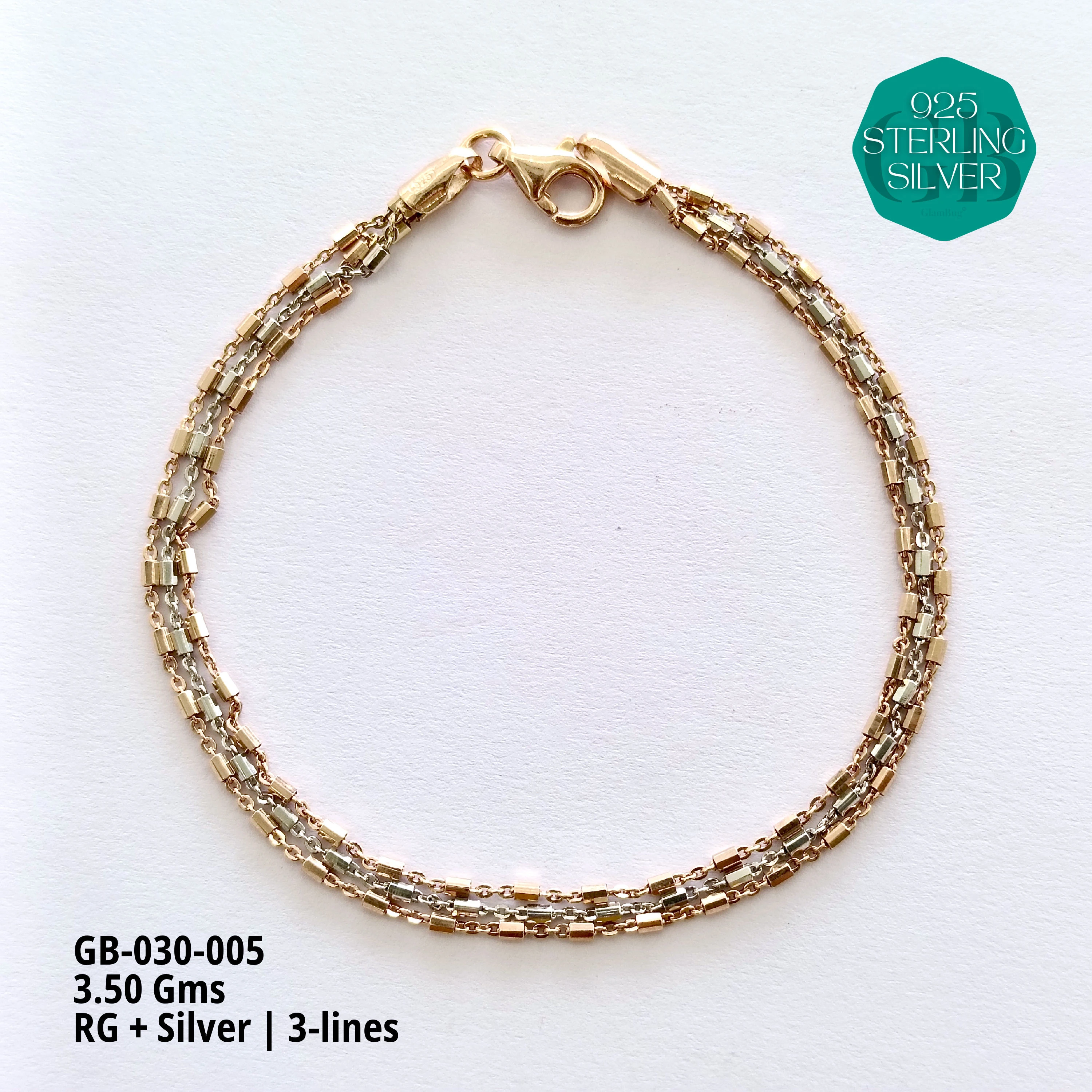 ITALIAN BUNCH BRACELETS 3-5-7 LINES - Premium 925 Silver Jewellery - SKU: GB-030-005 - Hyderabad Silver Importers