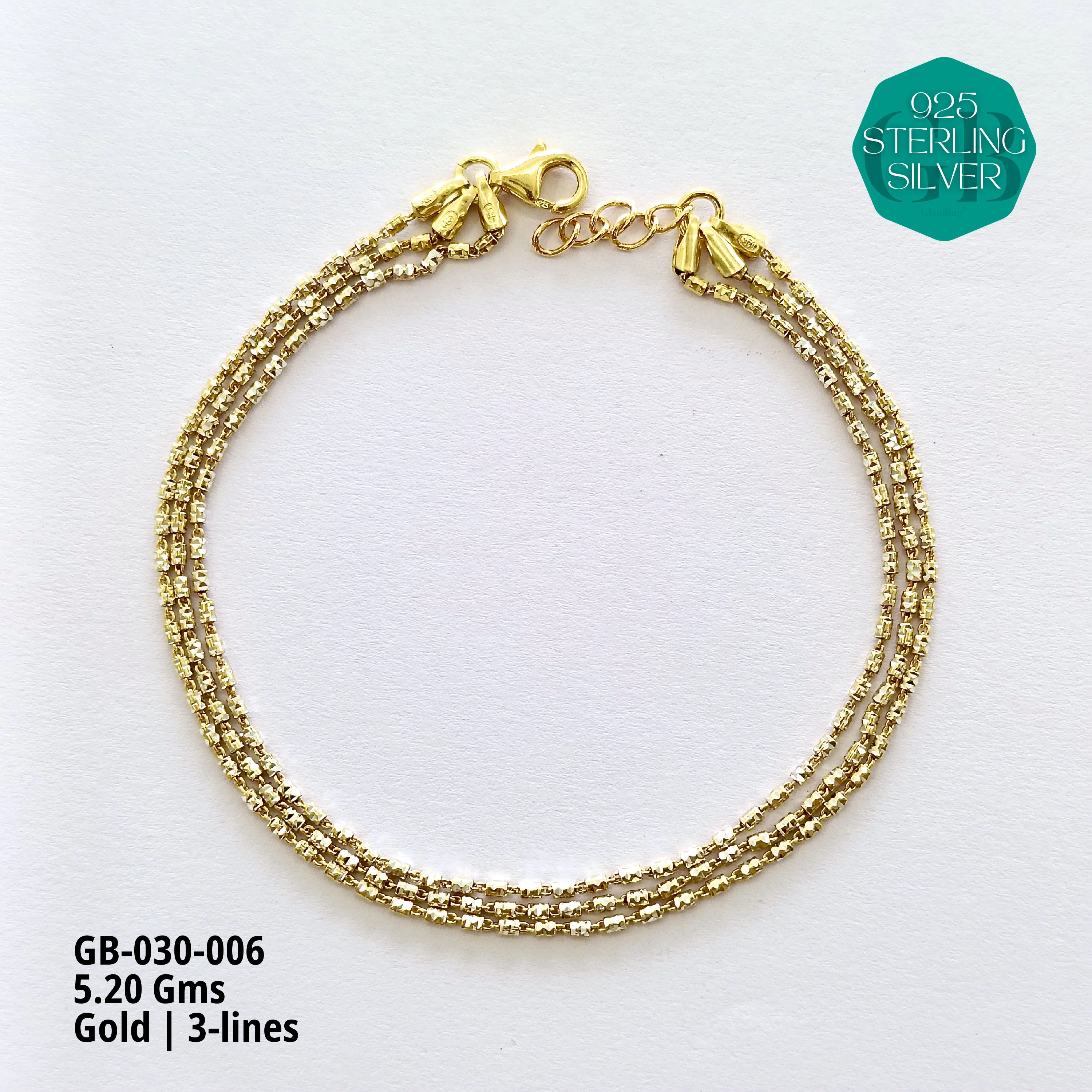 ITALIAN BUNCH BRACELETS 3-5-7 LINES - Premium 925 Silver Jewellery - SKU: GB-030-006 - Hyderabad Silver Importers