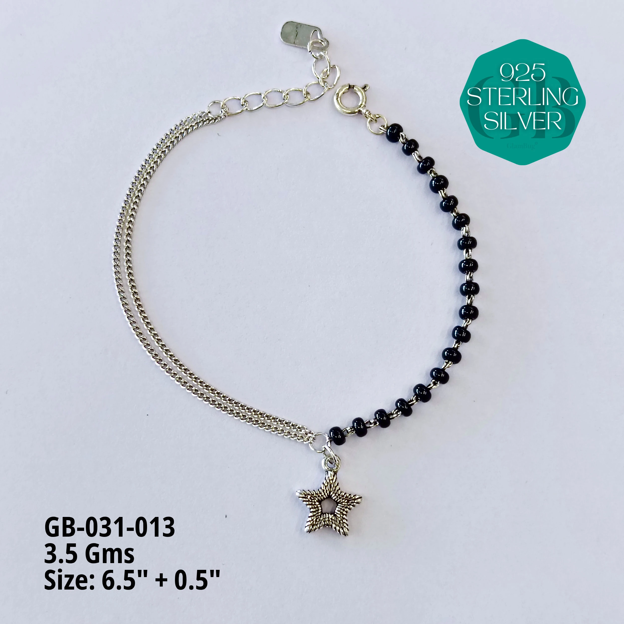 HAND MANGAL SUTRA - Premium 925 Silver Jewellery - SKU: GB-031-013 - Hyderabad Silver Importers