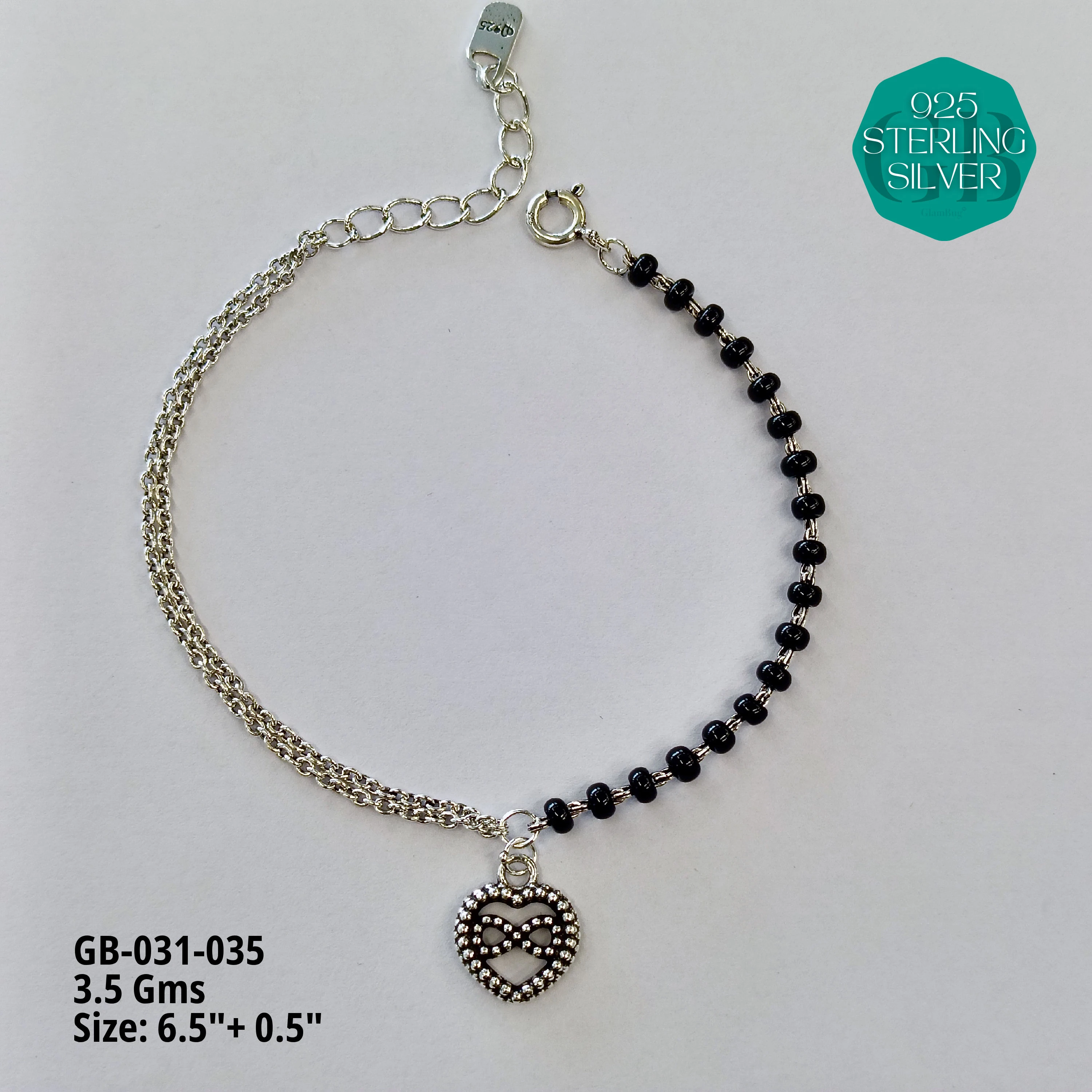 HAND MANGAL SUTRA - Premium 925 Silver Jewellery - SKU: GB-031-035 - Hyderabad Silver Importers