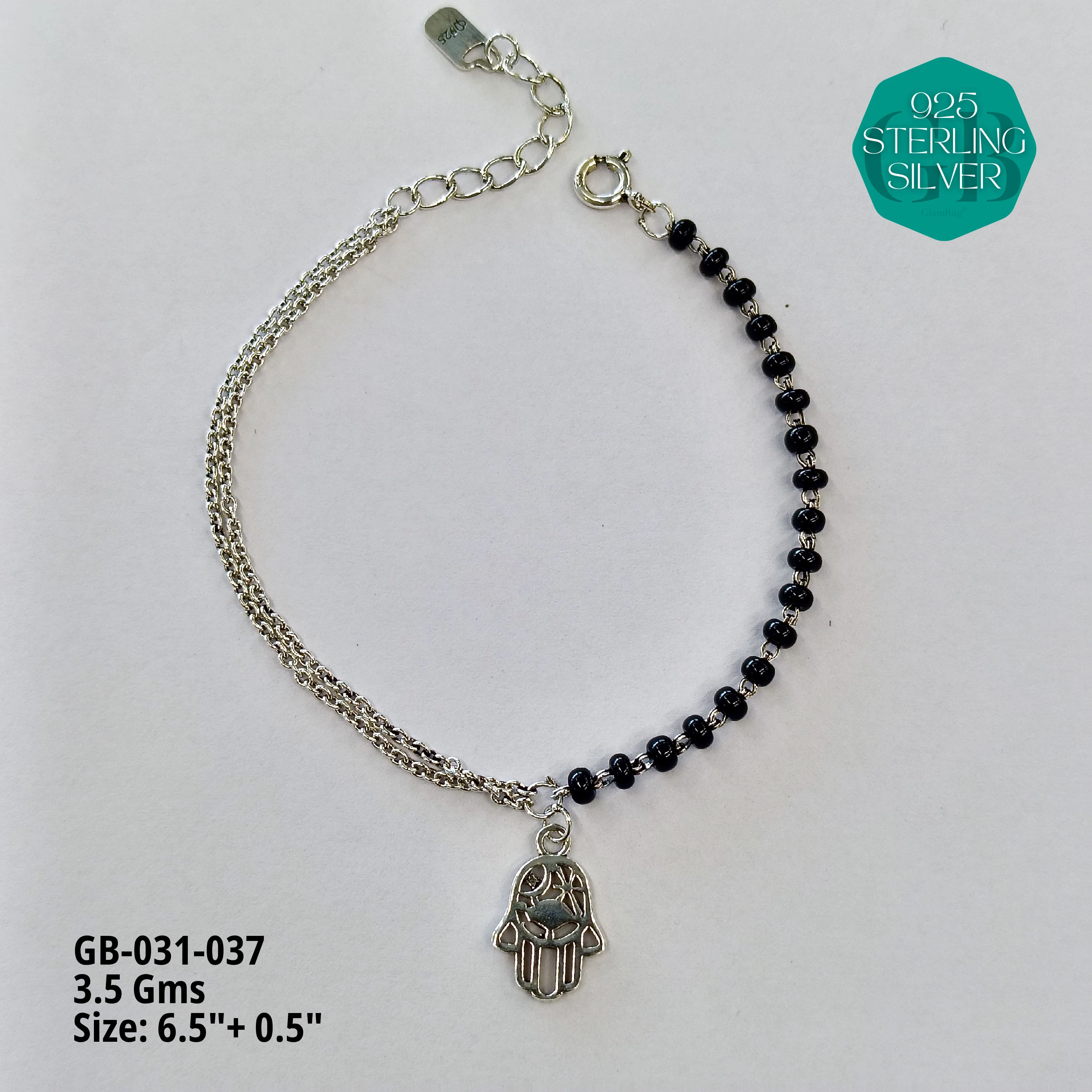 HAND MANGAL SUTRA - Premium 925 Silver Jewellery - SKU: GB-031-037 - Hyderabad Silver Importers