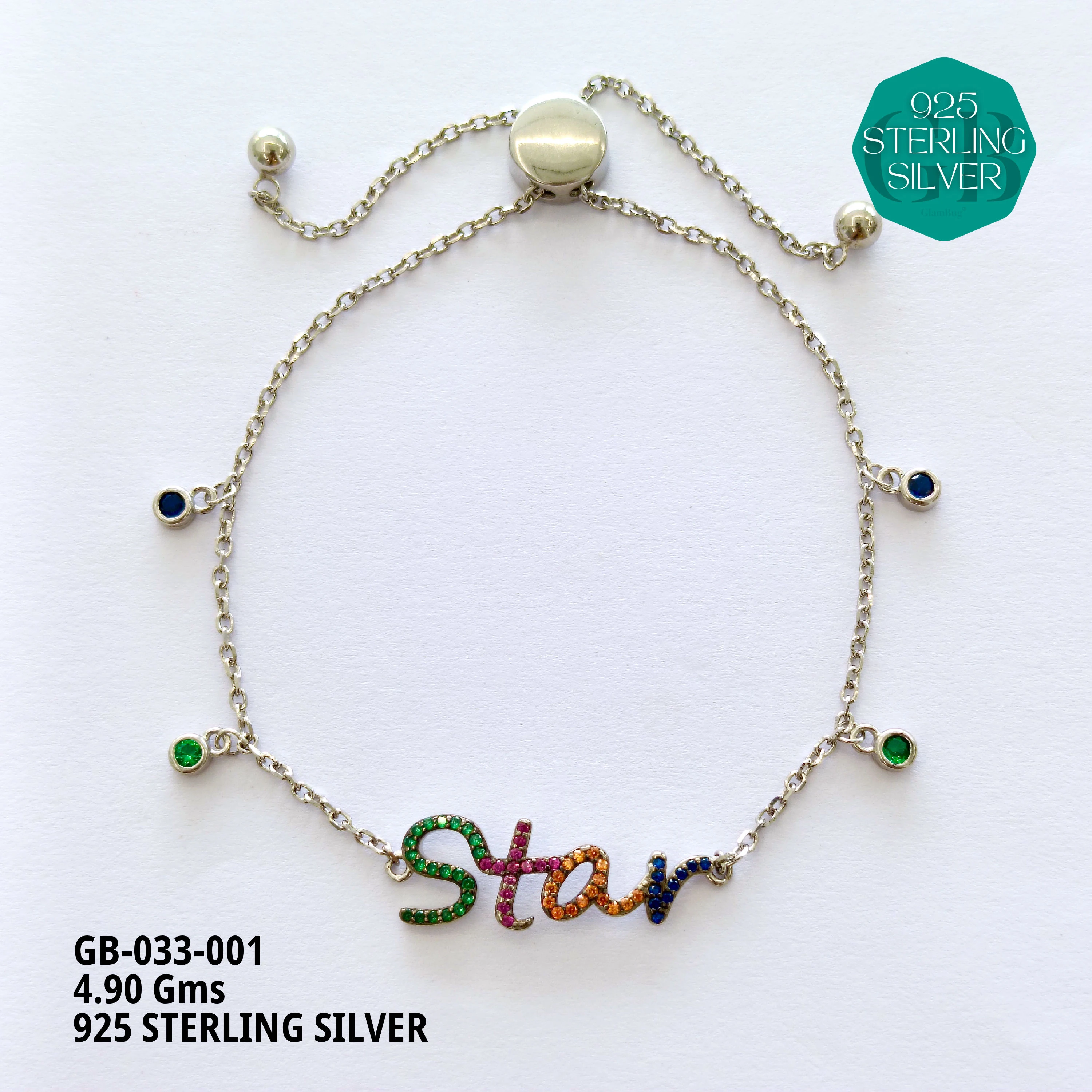 CHARMING ELEGANCE BRACELETS - Premium 925 Silver Jewellery - SKU: GB-033-001 - Hyderabad Silver Importers