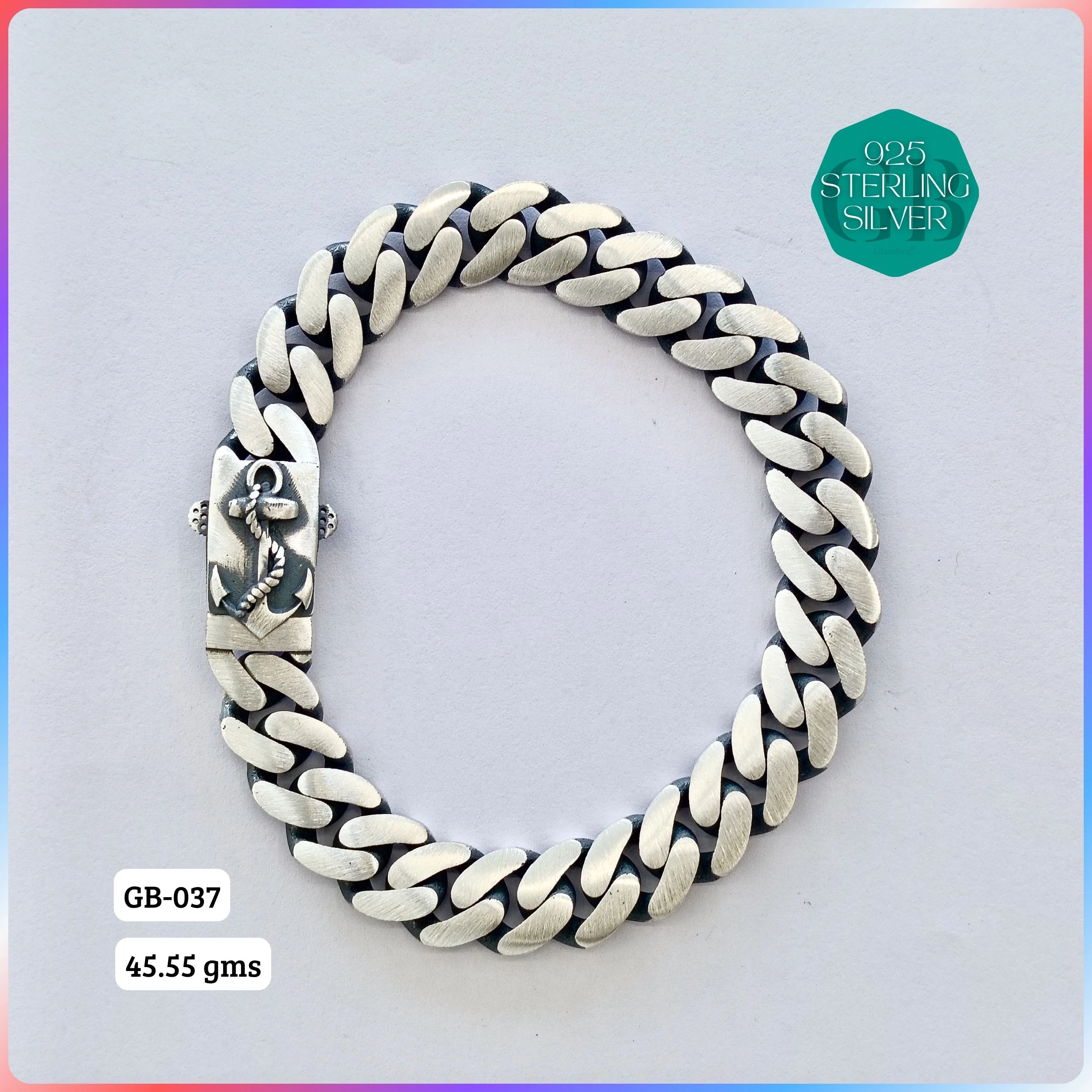 MEN'S CZ FIGARO BRACELETS - Premium 925 Silver Jewellery - SKU: GB-037-011 - Hyderabad Silver Importers