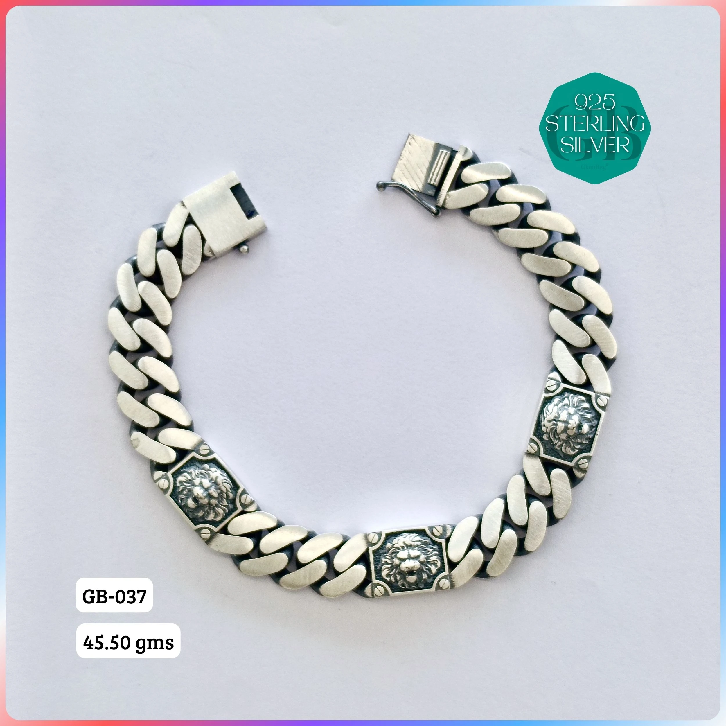 MEN'S CZ FIGARO BRACELETS - Premium 925 Silver Jewellery - SKU: GB-037-012 - Hyderabad Silver Importers
