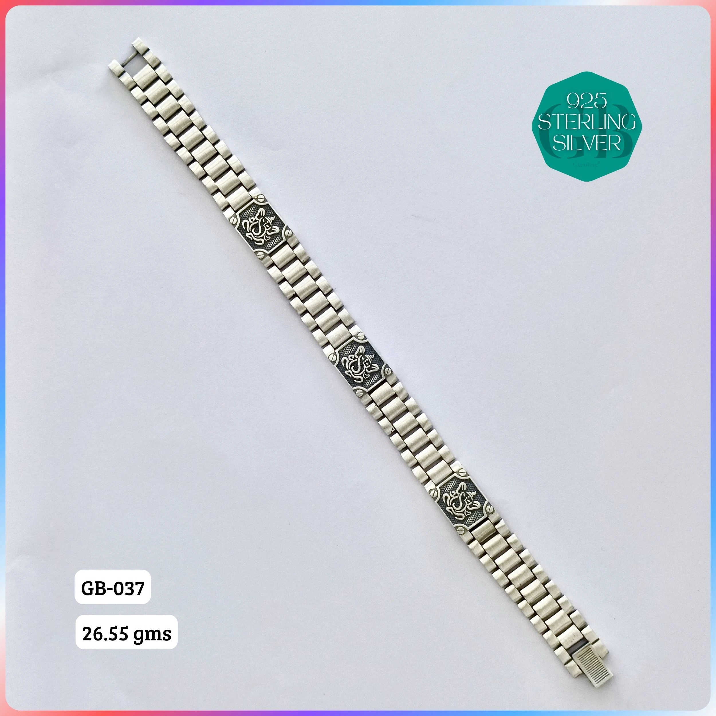 MEN'S CZ FIGARO BRACELETS - Premium 925 Silver Jewellery - SKU: GB-037-013 - Hyderabad Silver Importers