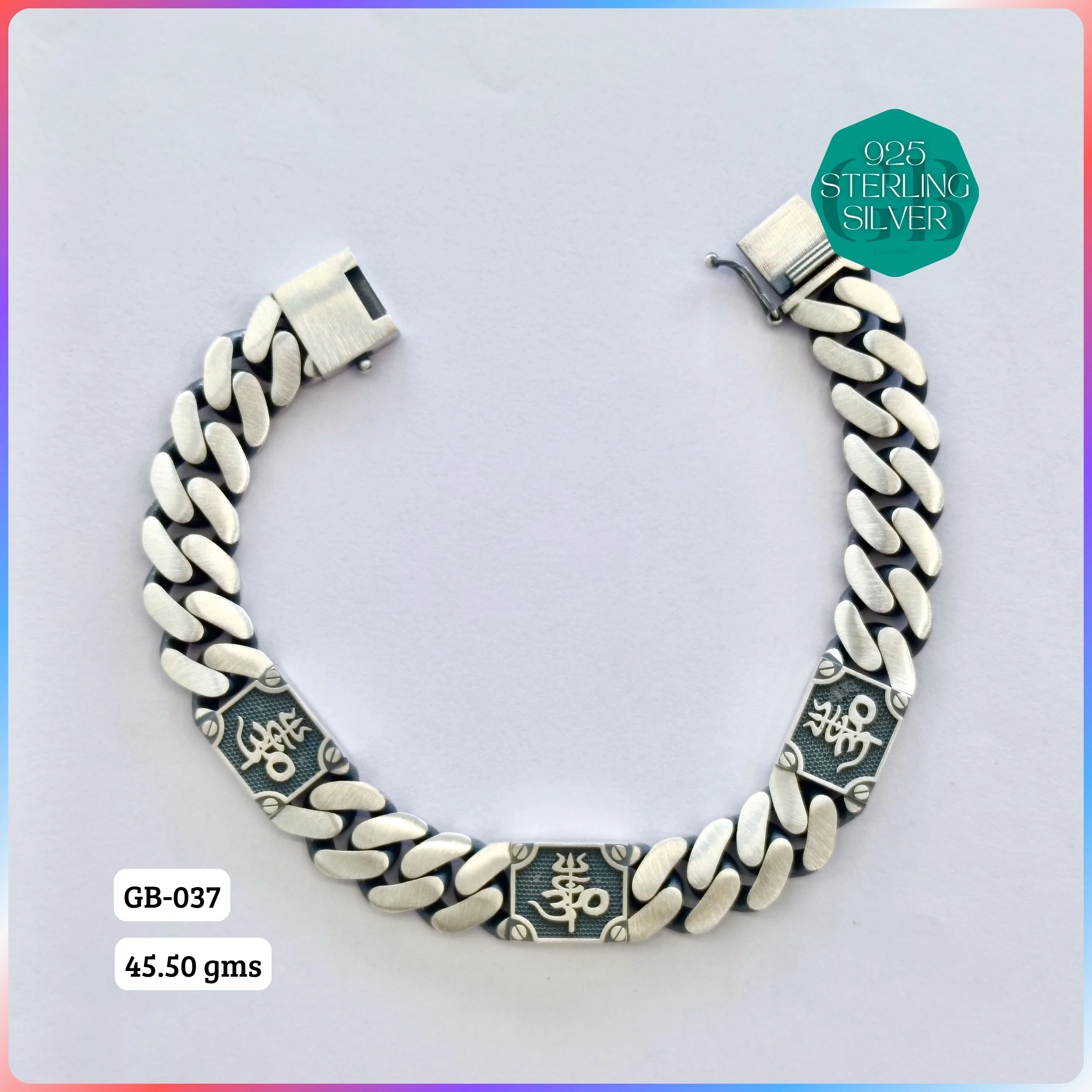 MEN'S CZ FIGARO BRACELETS - Premium 925 Silver Jewellery - SKU: GB-037-014 - Hyderabad Silver Importers