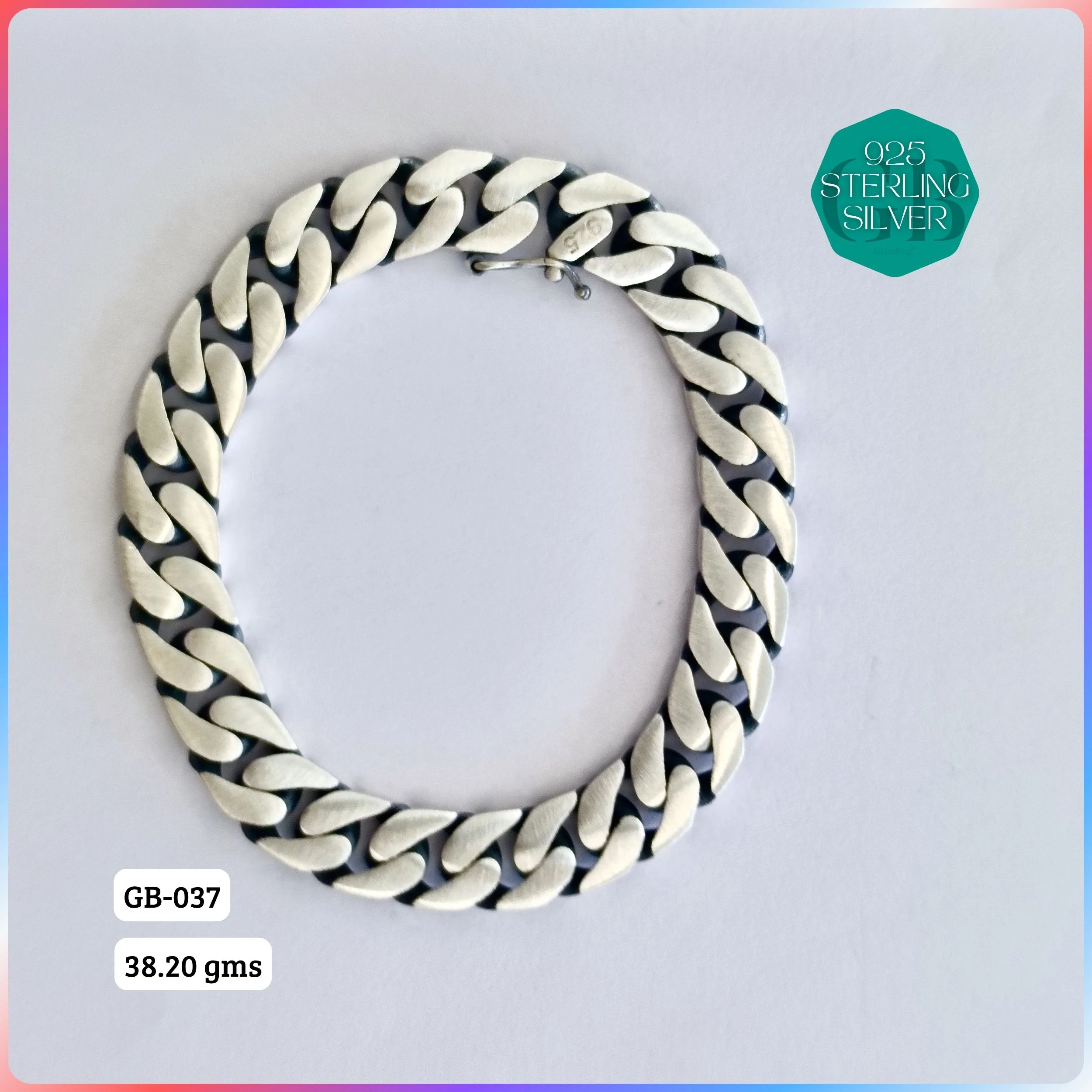 MEN'S CZ FIGARO BRACELETS - Premium 925 Silver Jewellery - SKU: GB-037-015 - Hyderabad Silver Importers