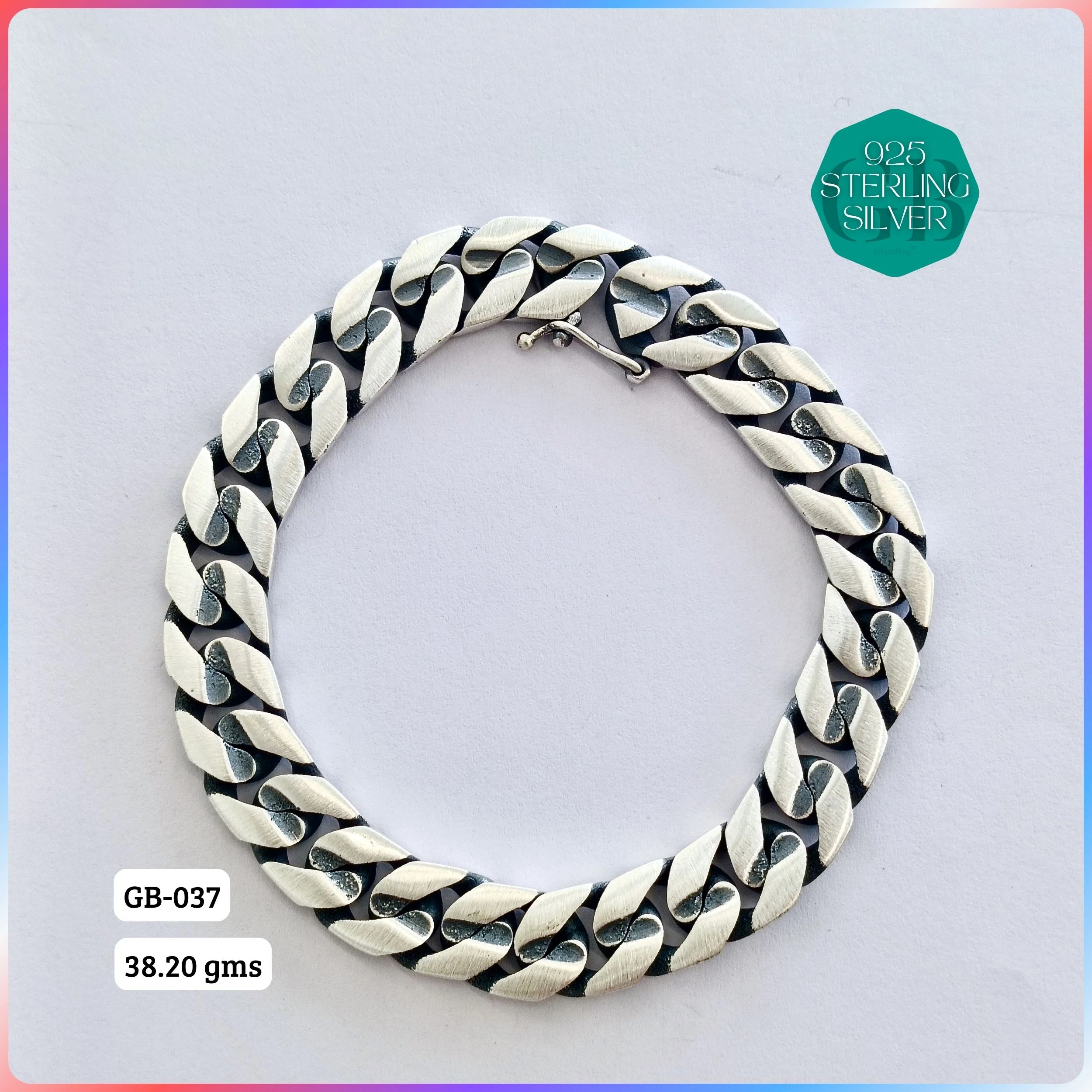 MEN'S CZ FIGARO BRACELETS - Premium 925 Silver Jewellery - SKU: GB-037-016 - Hyderabad Silver Importers