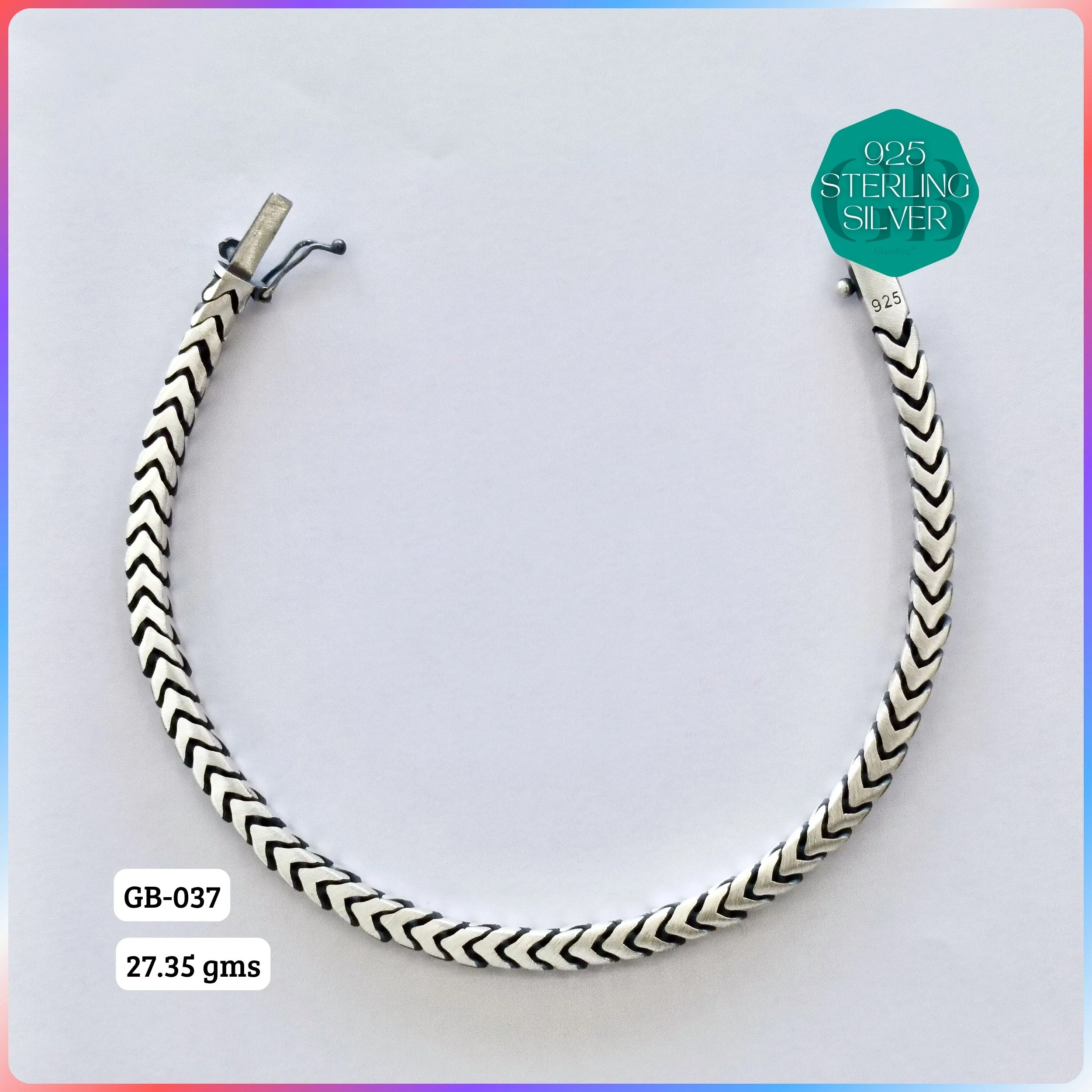 MEN'S CZ FIGARO BRACELETS - Premium 925 Silver Jewellery - SKU: GB-037-021 - Hyderabad Silver Importers