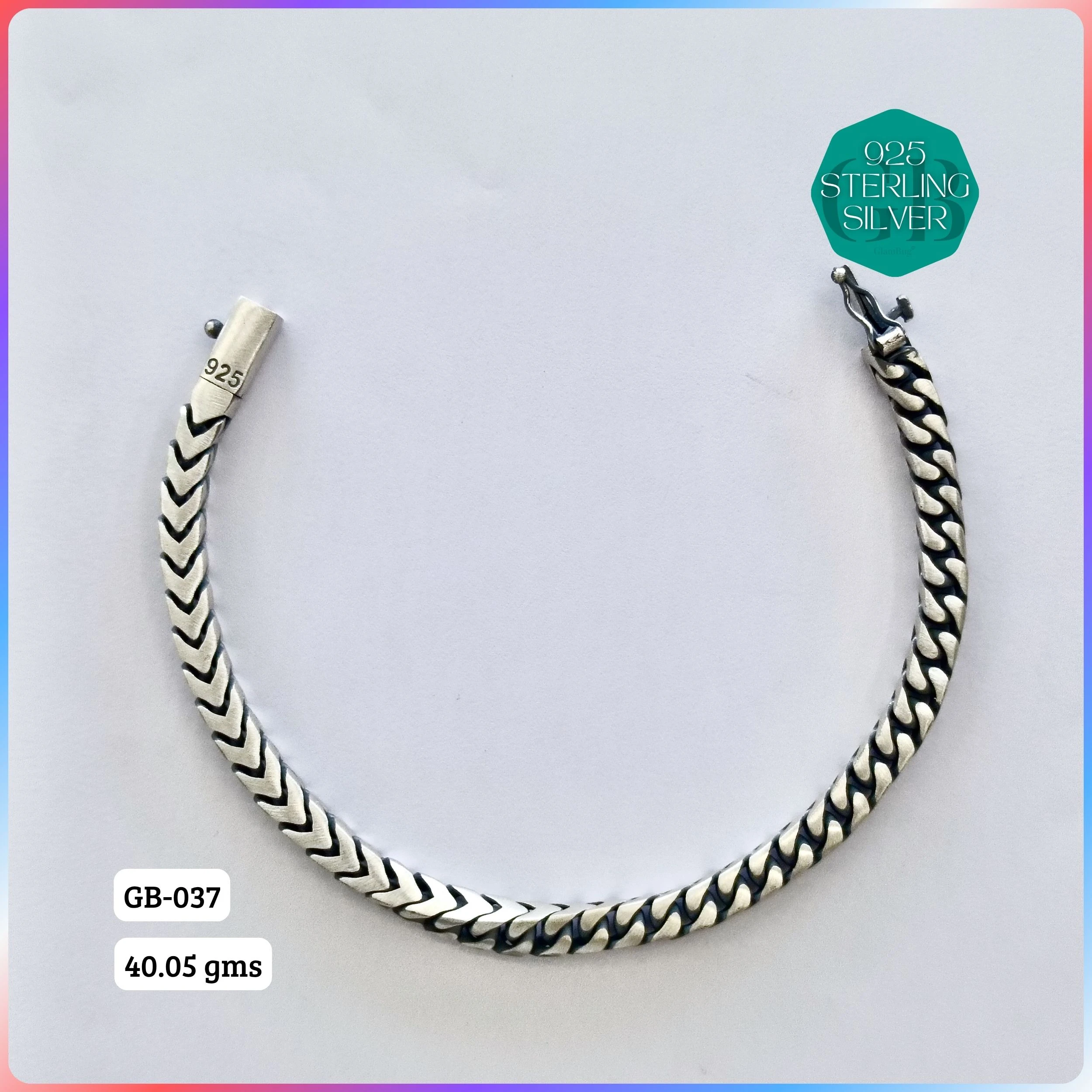 MEN'S CZ FIGARO BRACELETS - Premium 925 Silver Jewellery - SKU: GB-037-022 - Hyderabad Silver Importers