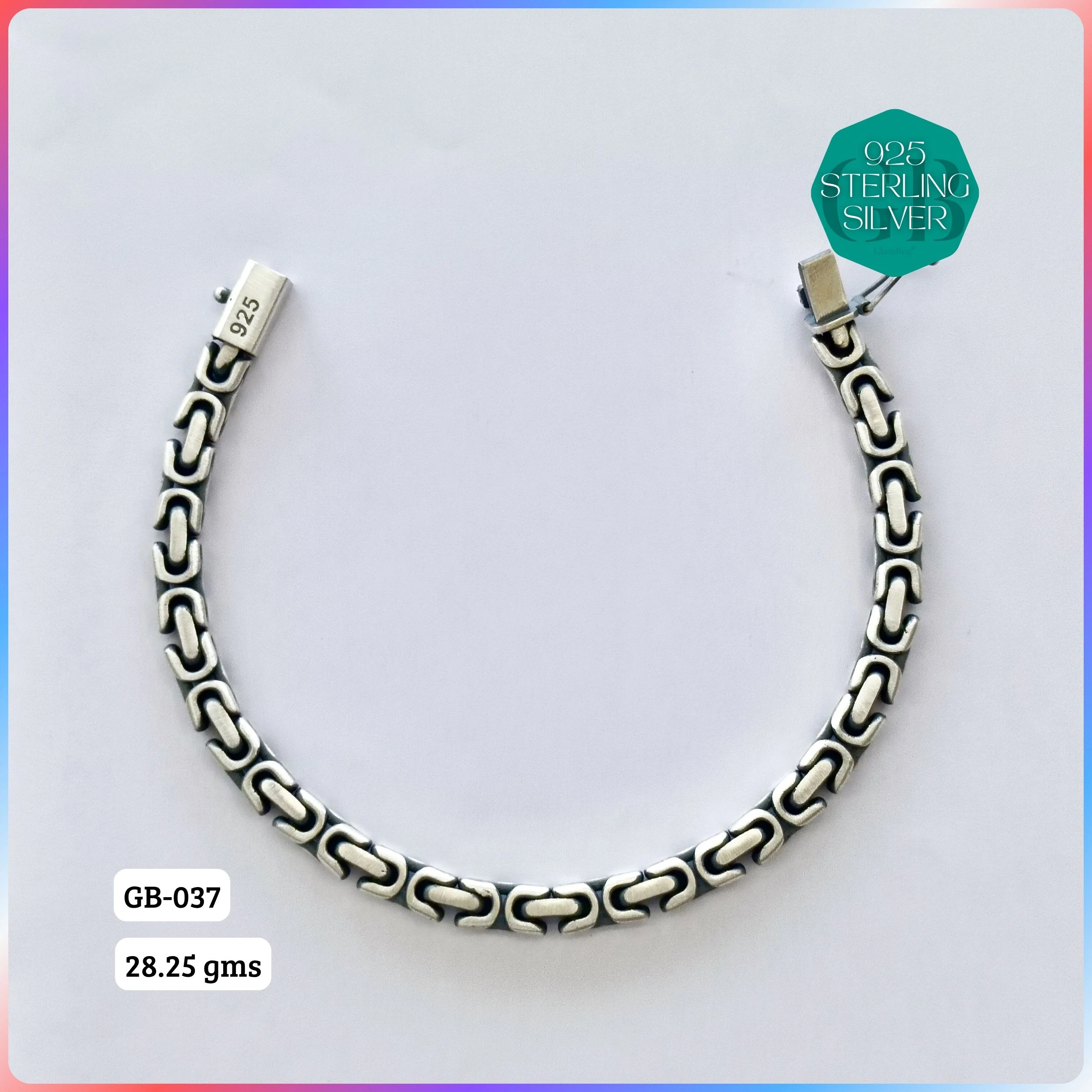 MEN'S CZ FIGARO BRACELETS - Premium 925 Silver Jewellery - SKU: GB-037-023 - Hyderabad Silver Importers