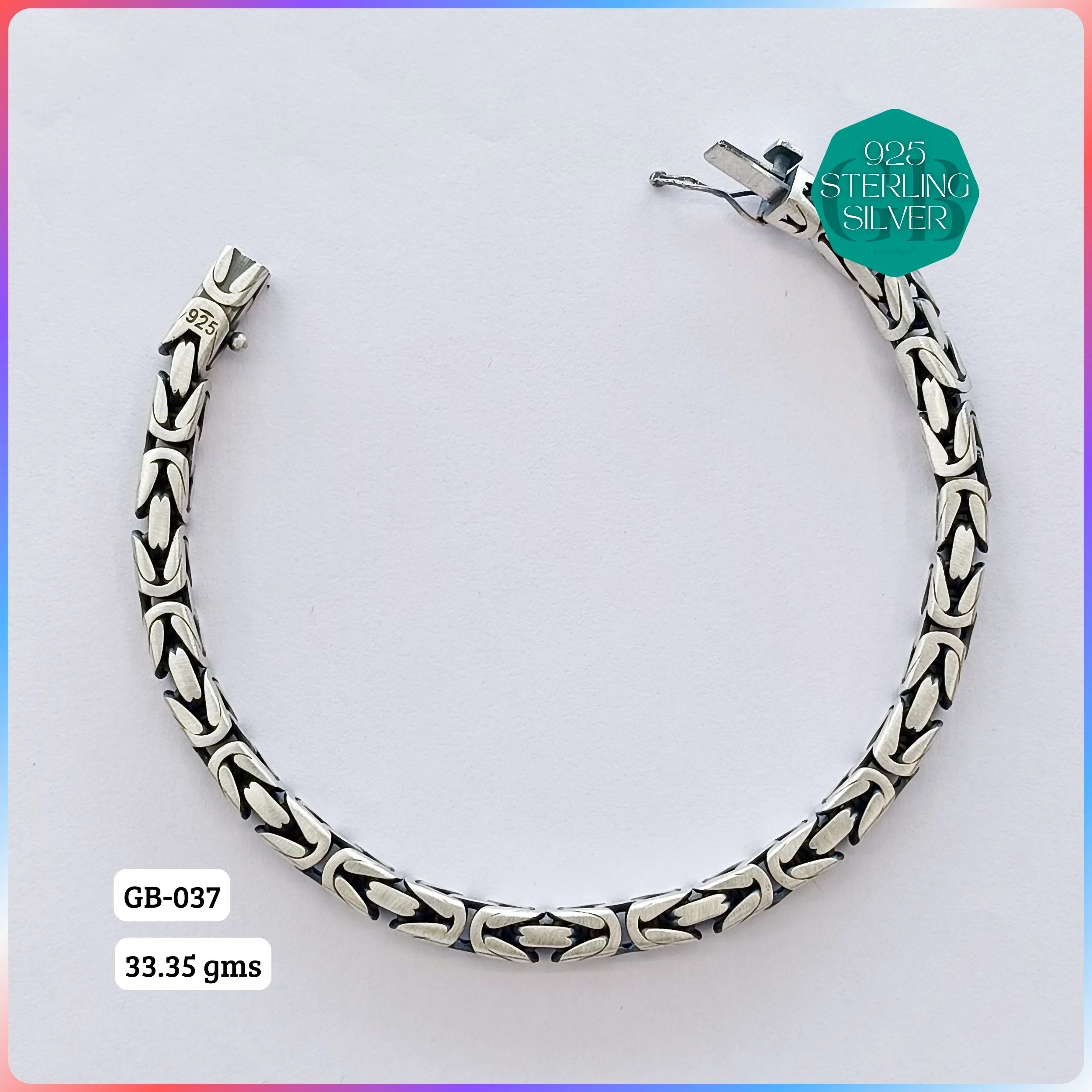 MEN'S CZ FIGARO BRACELETS - Premium 925 Silver Jewellery - SKU: GB-037-024 - Hyderabad Silver Importers