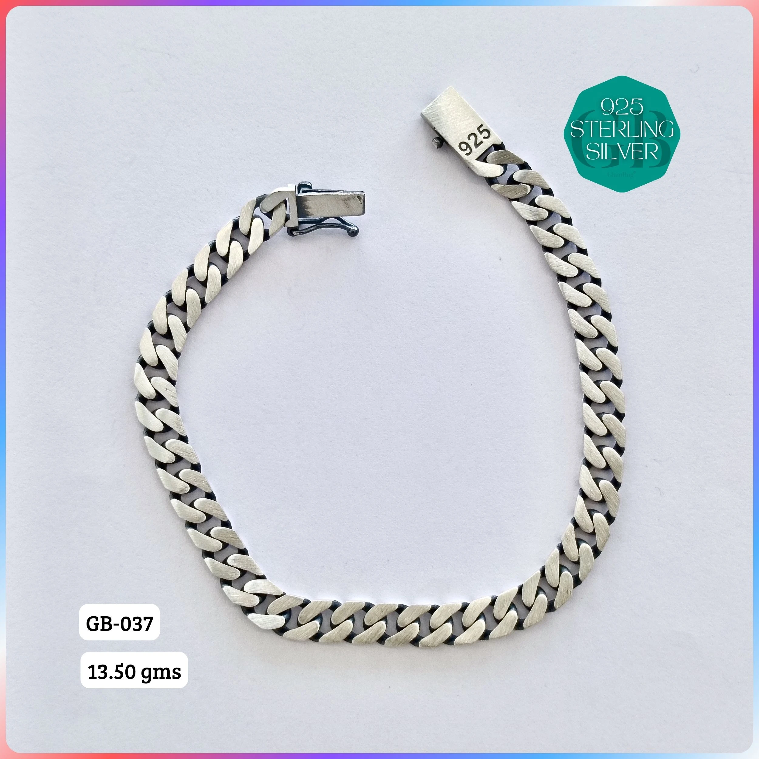 MEN'S CZ FIGARO BRACELETS - Premium 925 Silver Jewellery - SKU: GB-037-025 - Hyderabad Silver Importers