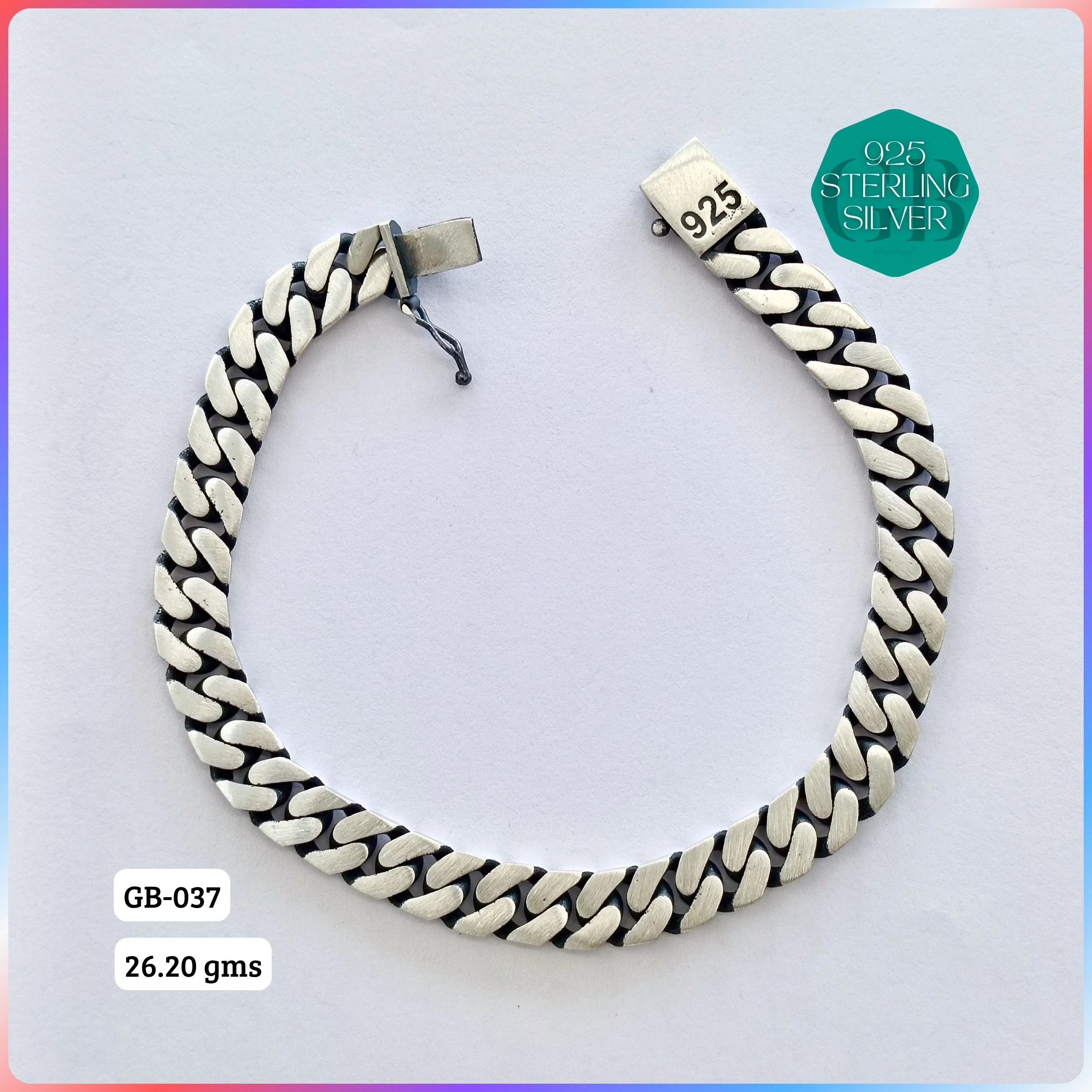 MEN'S CZ FIGARO BRACELETS - Premium 925 Silver Jewellery - SKU: GB-037-026 - Hyderabad Silver Importers