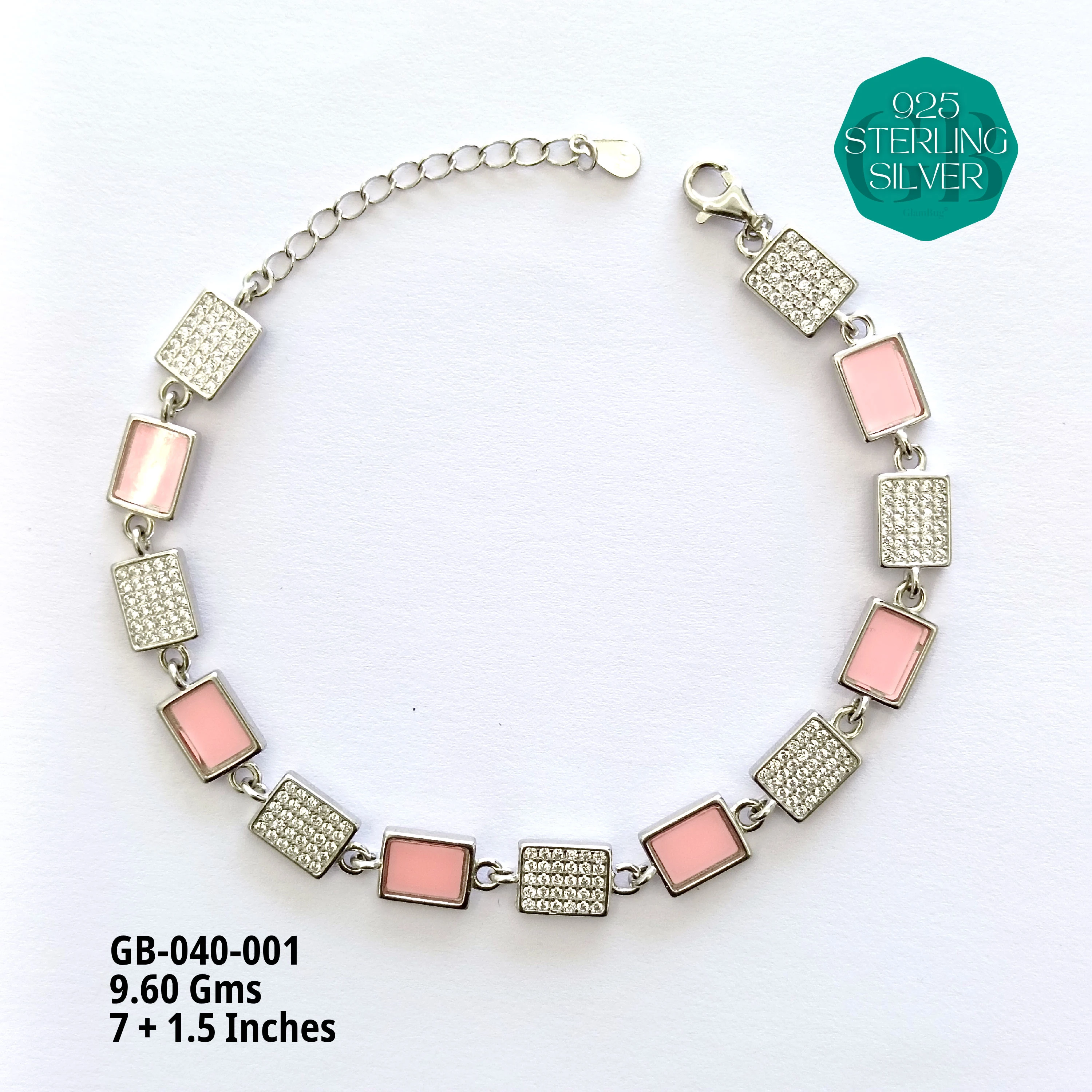 MOP + MICRO BRACELETS - Premium 925 Silver Jewellery - SKU: GB-040-001 - Hyderabad Silver Importers