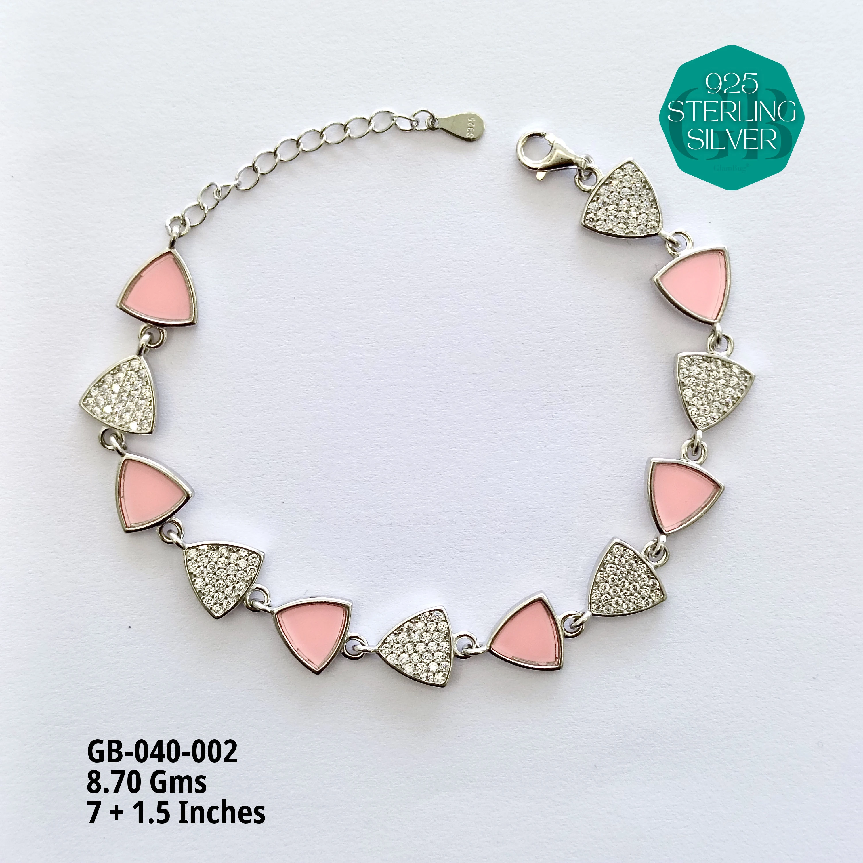 MOP + MICRO BRACELETS - Premium 925 Silver Jewellery - SKU: GB-040-002 - Hyderabad Silver Importers