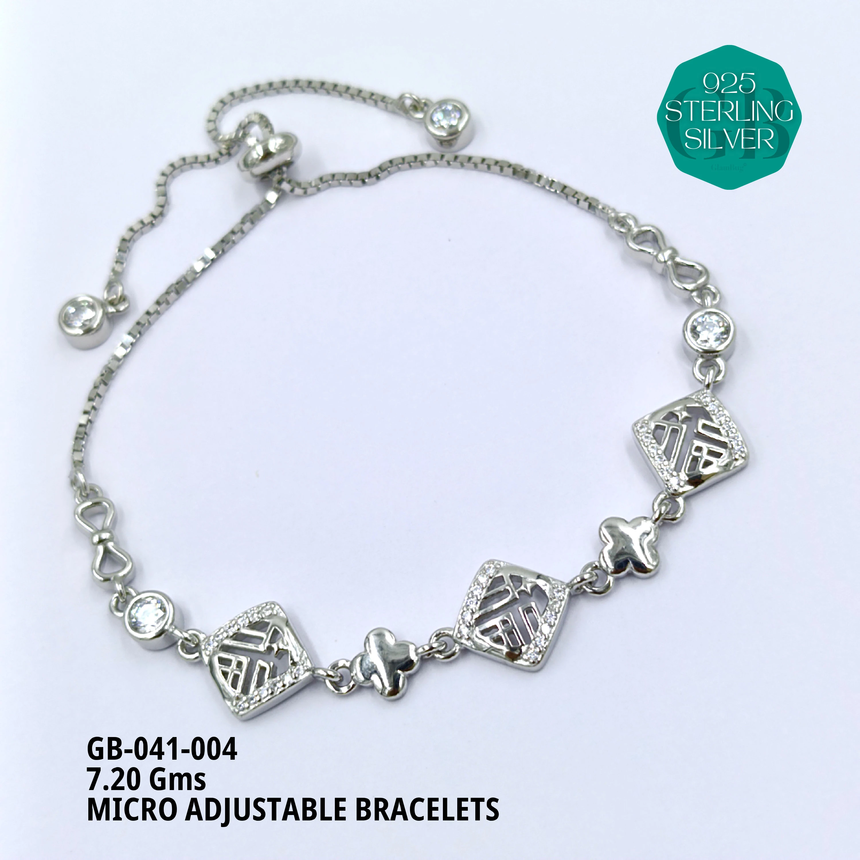 MICRO ADJUSTABLE BRACELETS - Premium 925 Silver Jewellery - SKU: GB-041-004 - Hyderabad Silver Importers