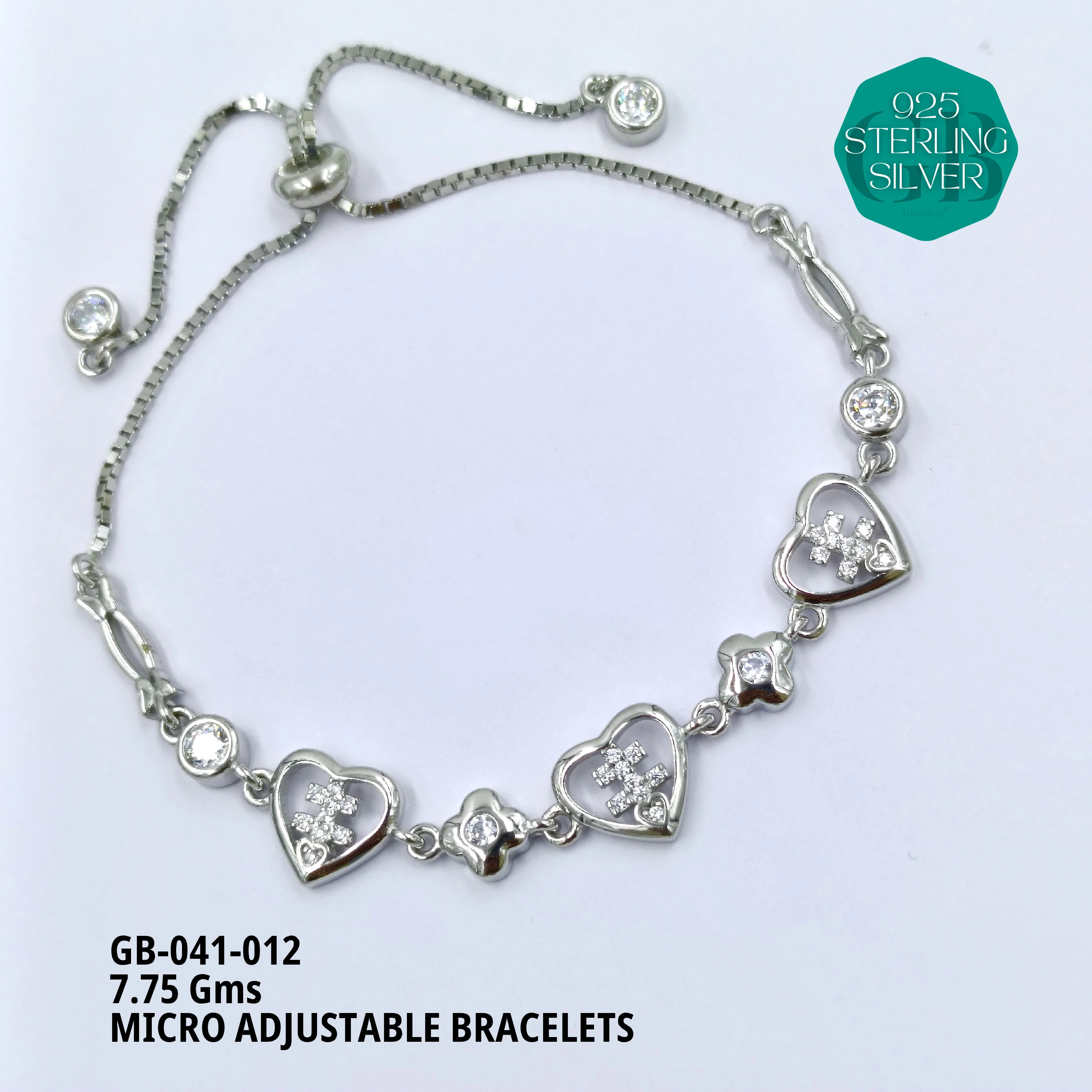 MICRO ADJUSTABLE BRACELETS - Premium 925 Silver Jewellery - SKU: GB-041-012 - Hyderabad Silver Importers