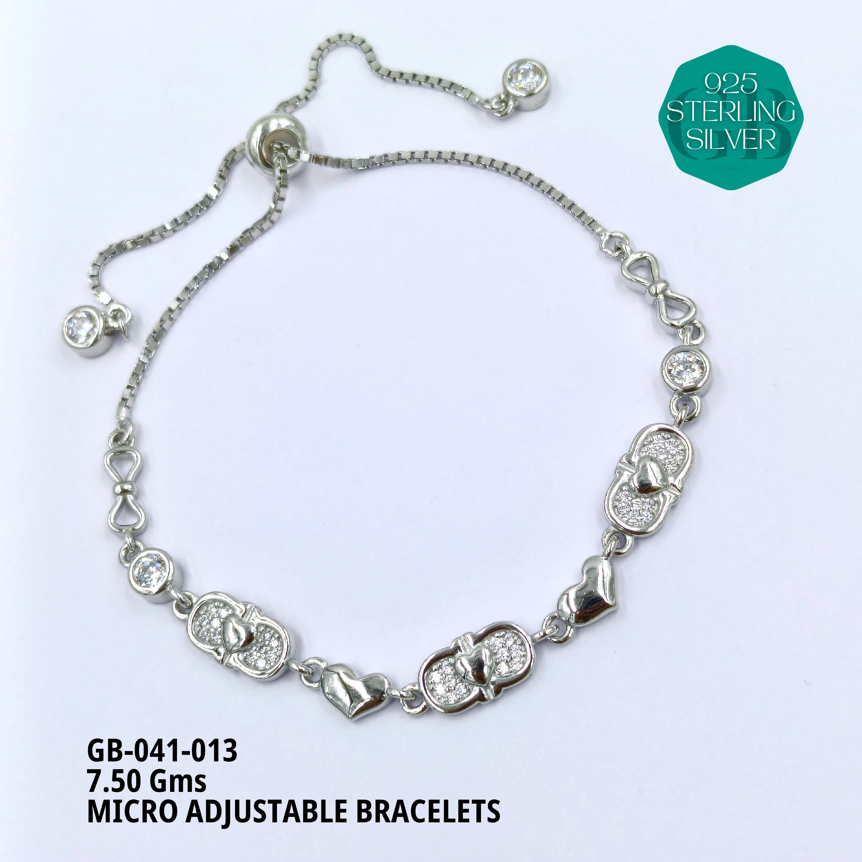 MICRO ADJUSTABLE BRACELETS - Premium 925 Silver Jewellery - SKU: GB-041-013 - Hyderabad Silver Importers