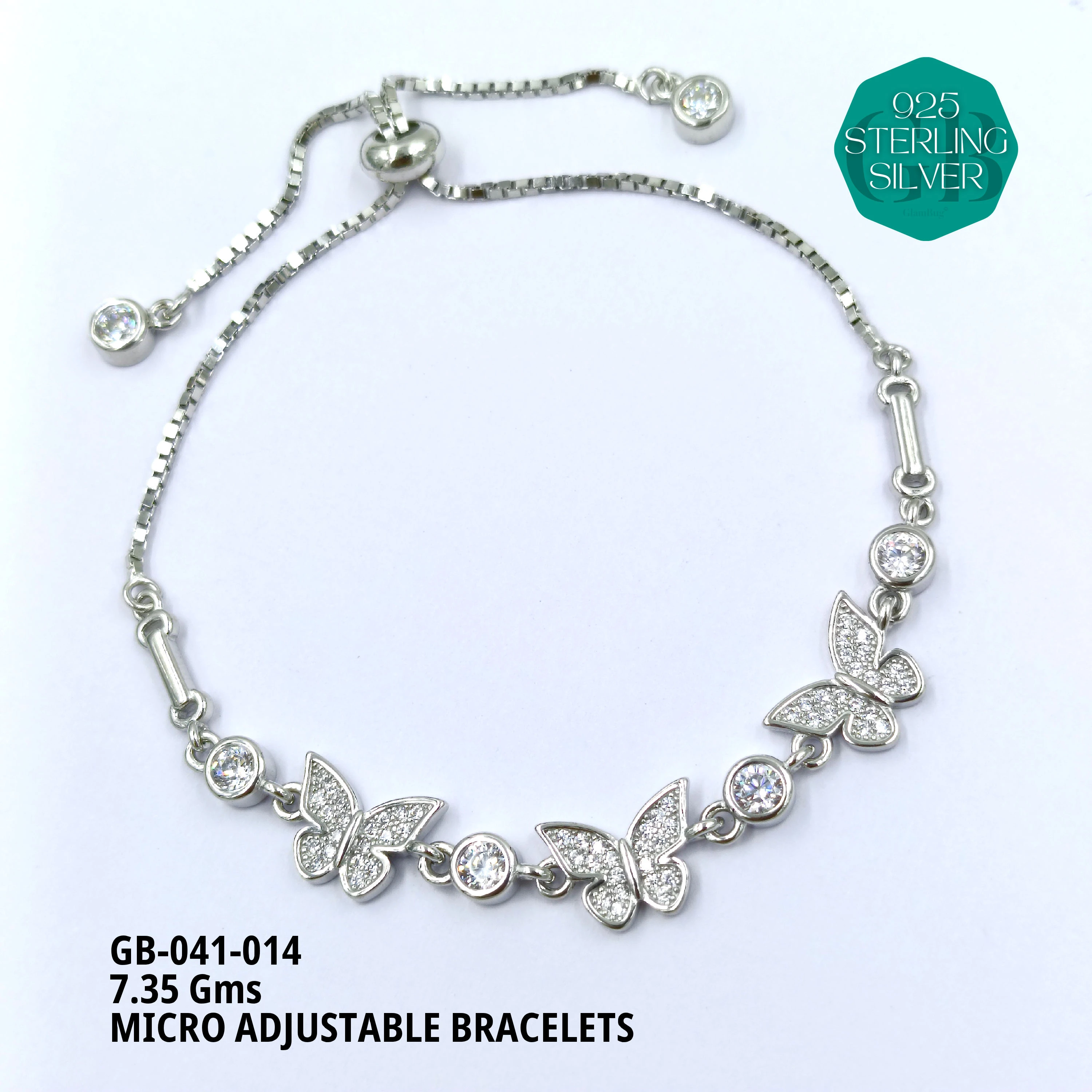 MICRO ADJUSTABLE BRACELETS - Premium 925 Silver Jewellery - SKU: GB-041-014 - Hyderabad Silver Importers