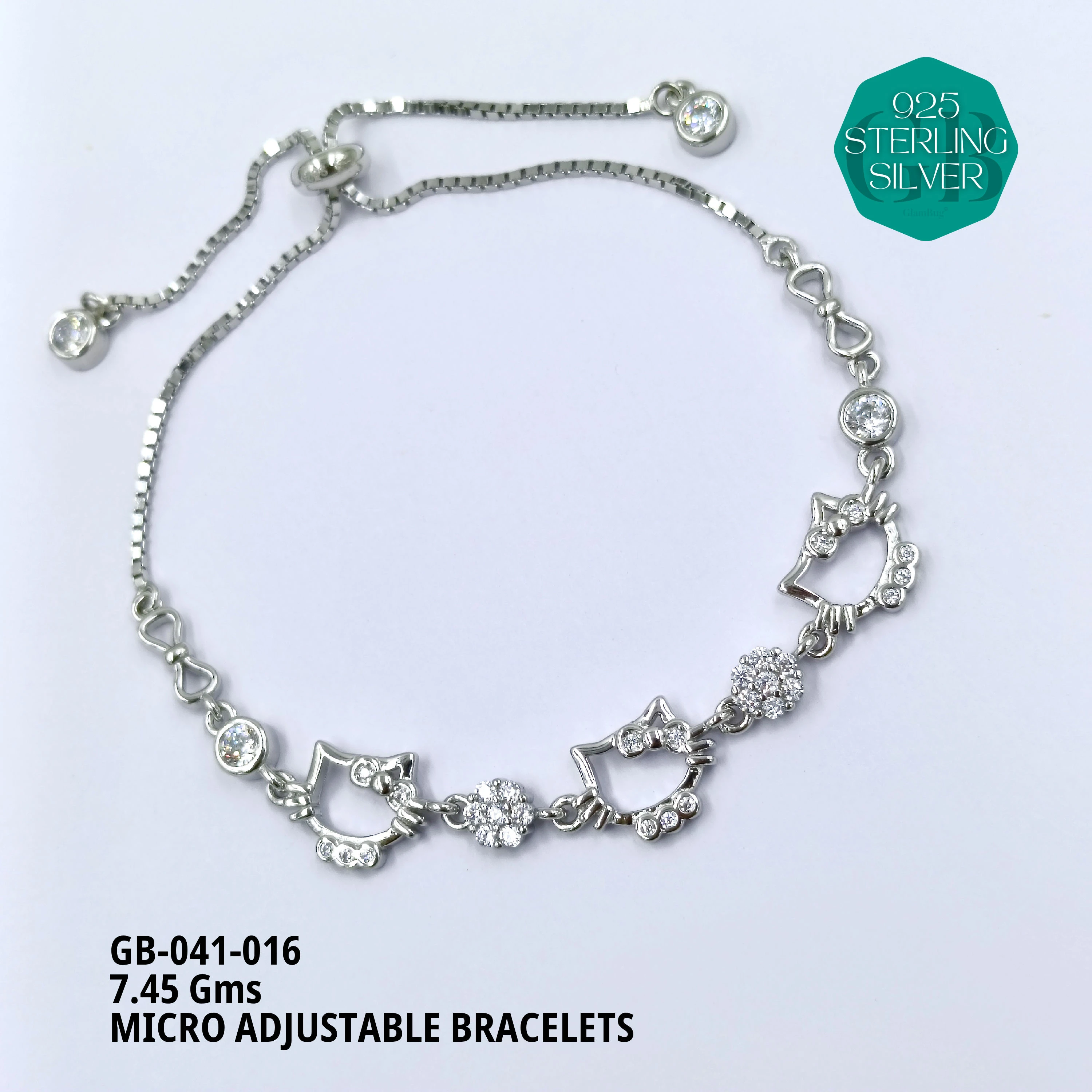 MICRO ADJUSTABLE BRACELETS - Premium 925 Silver Jewellery - SKU: GB-041-016 - Hyderabad Silver Importers