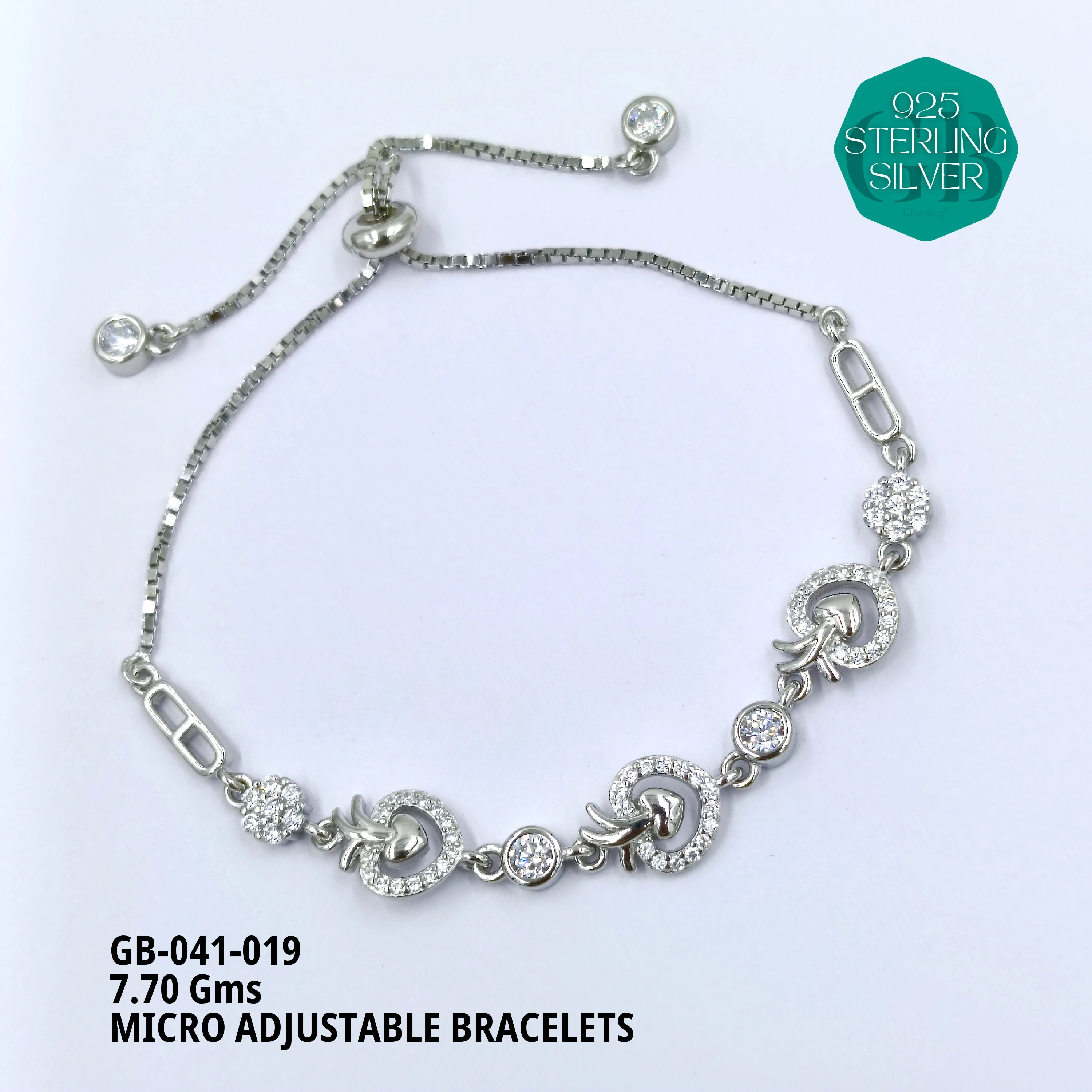 MICRO ADJUSTABLE BRACELETS - Premium 925 Silver Jewellery - SKU: GB-041-019 - Hyderabad Silver Importers