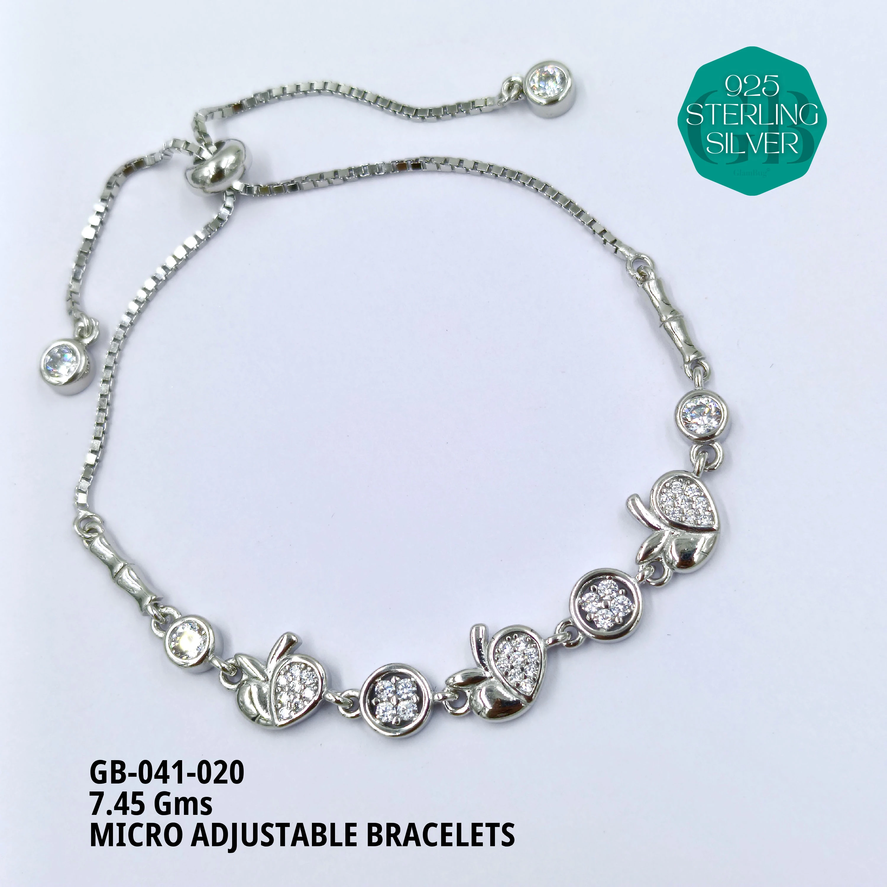 MICRO ADJUSTABLE BRACELETS - Premium 925 Silver Jewellery - SKU: GB-041-020 - Hyderabad Silver Importers
