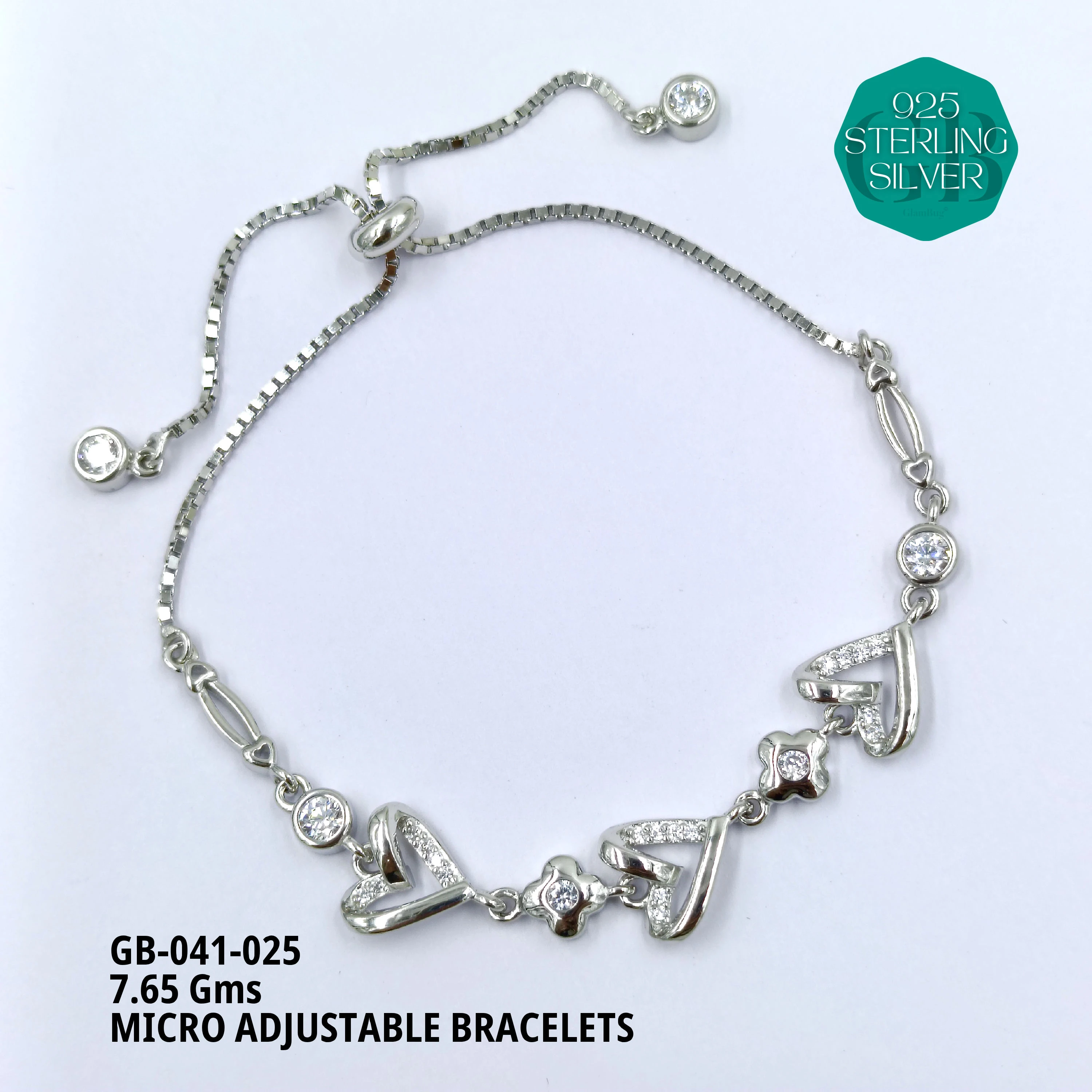 MICRO ADJUSTABLE BRACELETS - Premium 925 Silver Jewellery - SKU: GB-041-025 - Hyderabad Silver Importers
