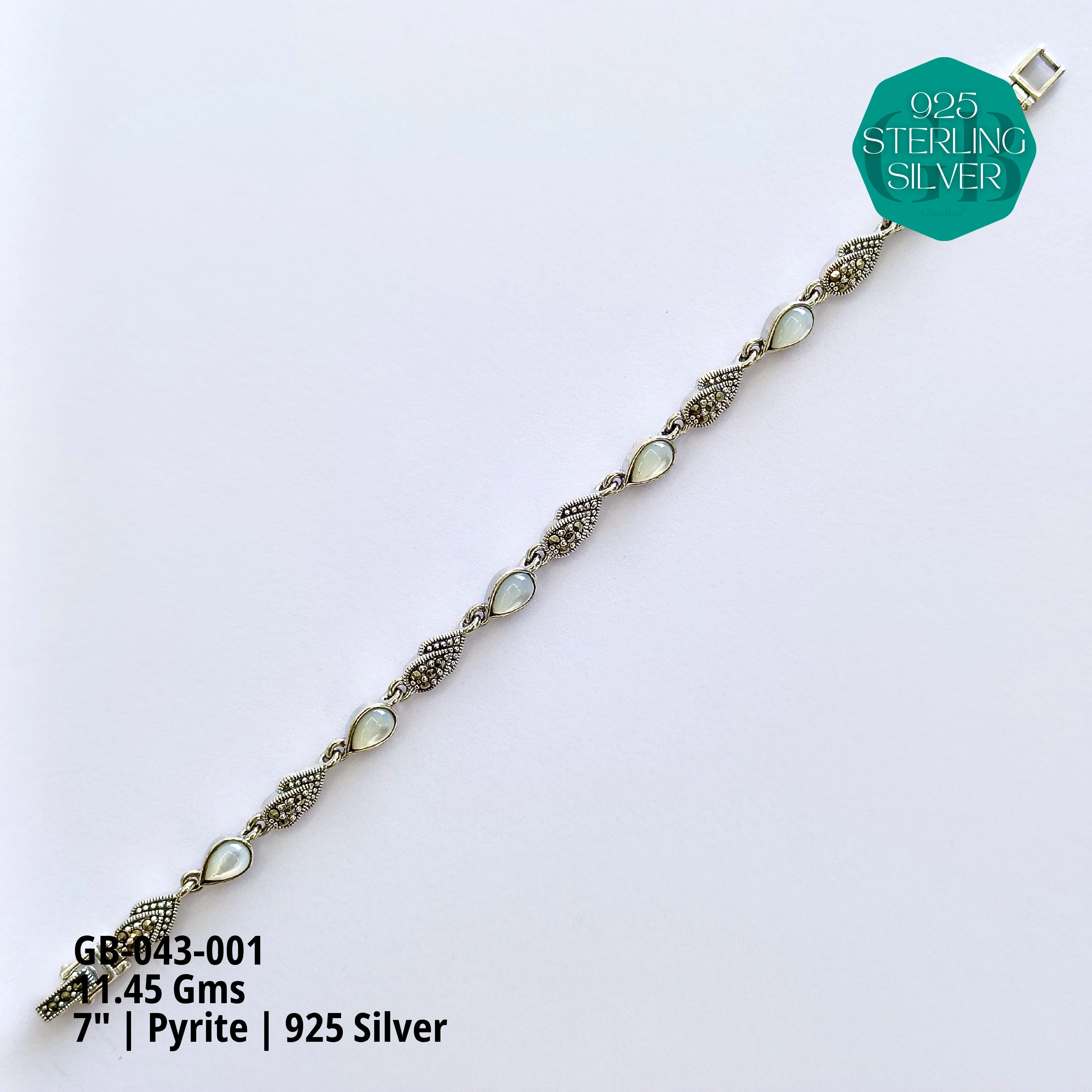 PYRITE BRACELETS - Premium 925 Silver Jewellery - SKU: GB-043-001 - Hyderabad Silver Importers