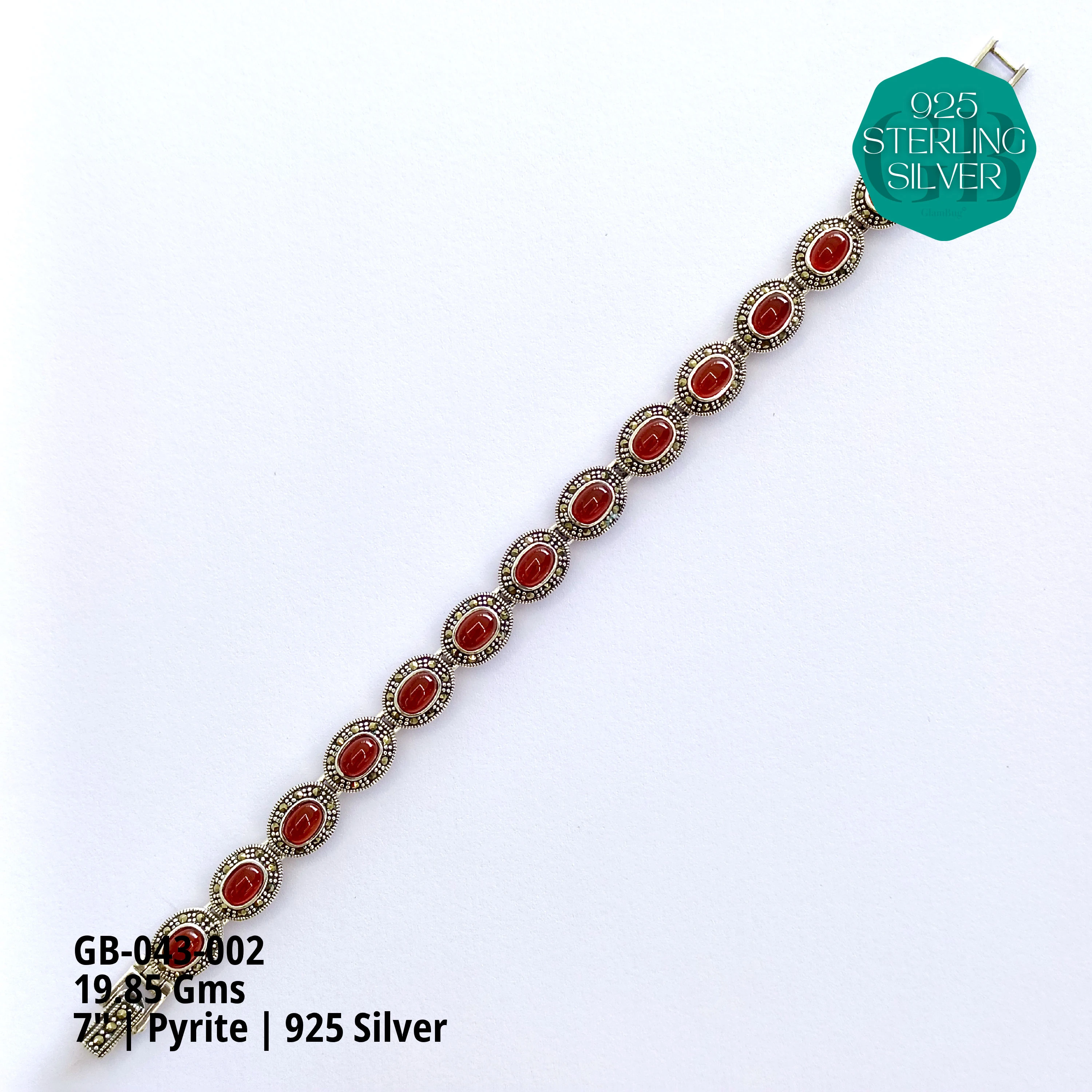 PYRITE BRACELETS - Premium 925 Silver Jewellery - SKU: GB-043-002 - Hyderabad Silver Importers