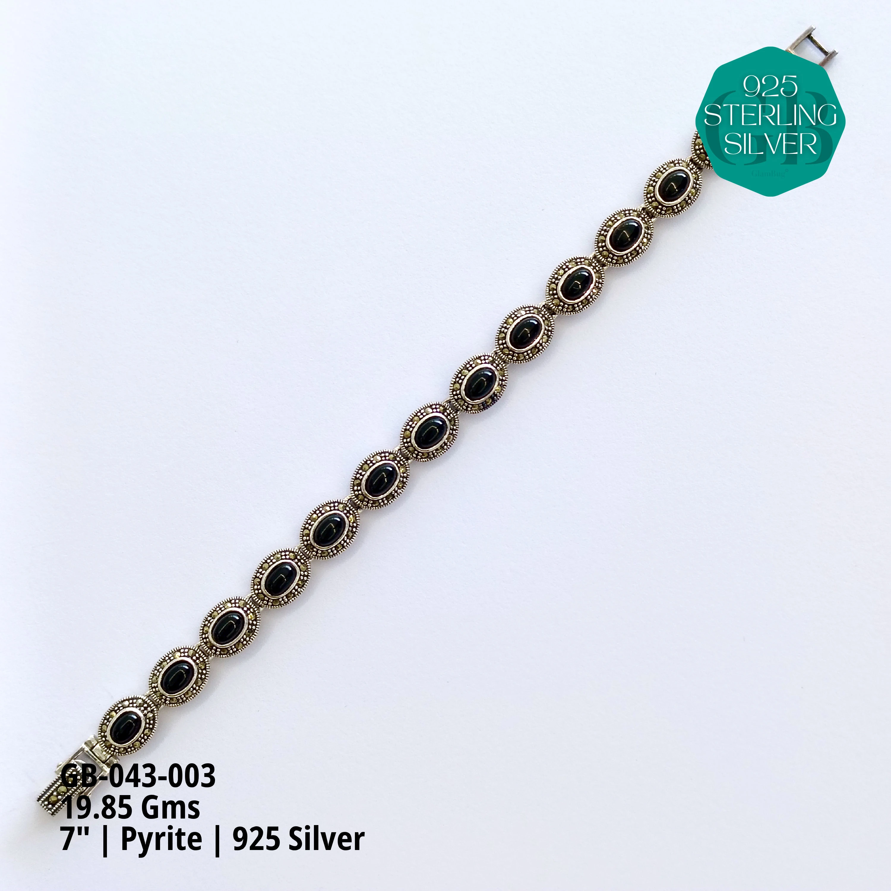 PYRITE BRACELETS - Premium 925 Silver Jewellery - SKU: GB-043-003 - Hyderabad Silver Importers