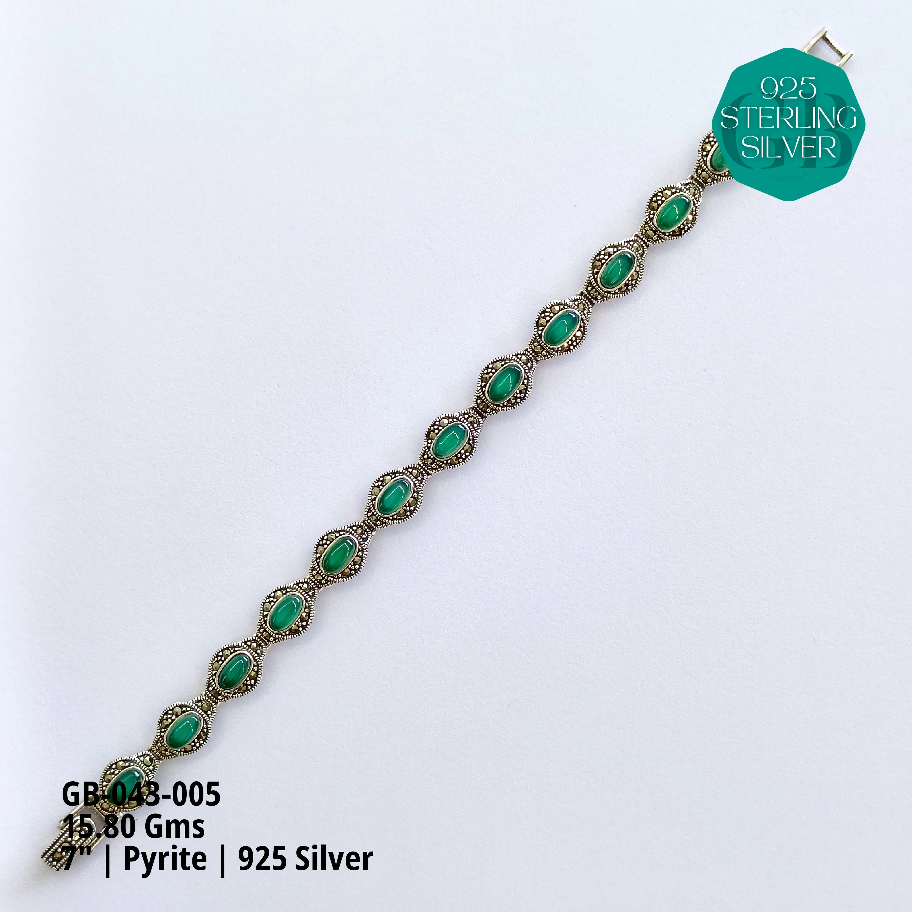 PYRITE BRACELETS - Premium 925 Silver Jewellery - SKU: GB-043-005 - Hyderabad Silver Importers