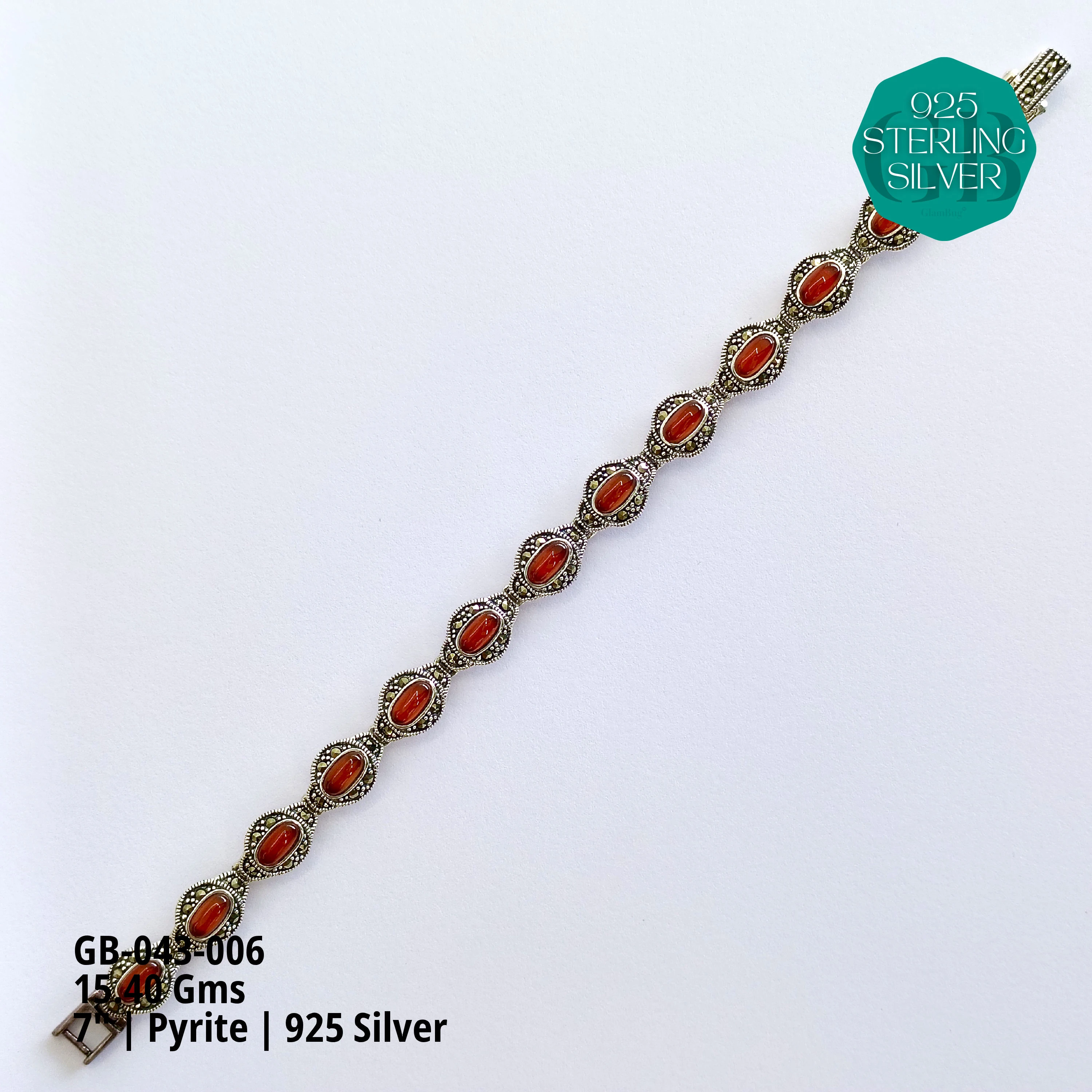 PYRITE BRACELETS - Premium 925 Silver Jewellery - SKU: GB-043-006 - Hyderabad Silver Importers