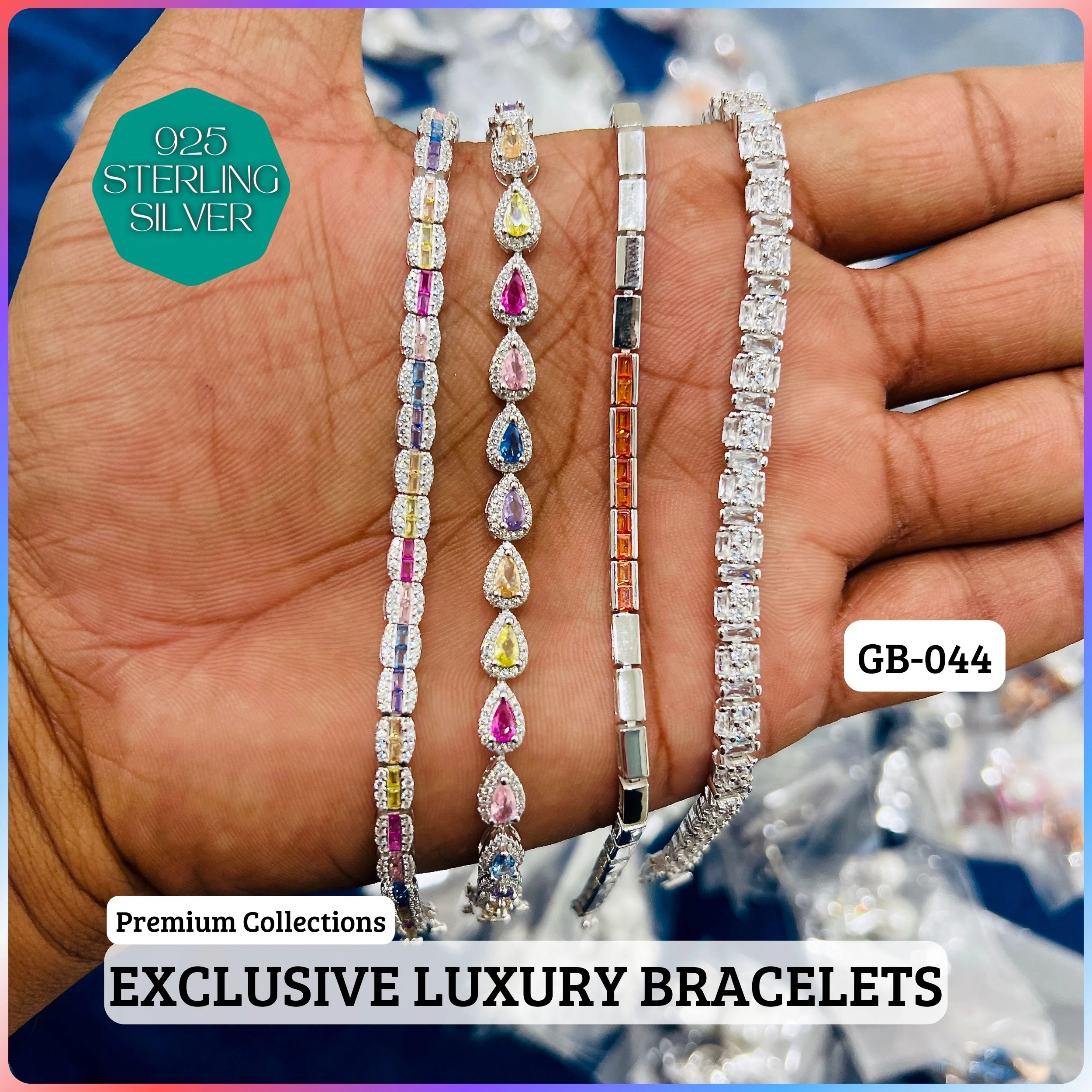 EX CZ BRACELETS - Premium 925 Silver Jewellery - SKU: GB-044-000 - Hyderabad Silver Importers