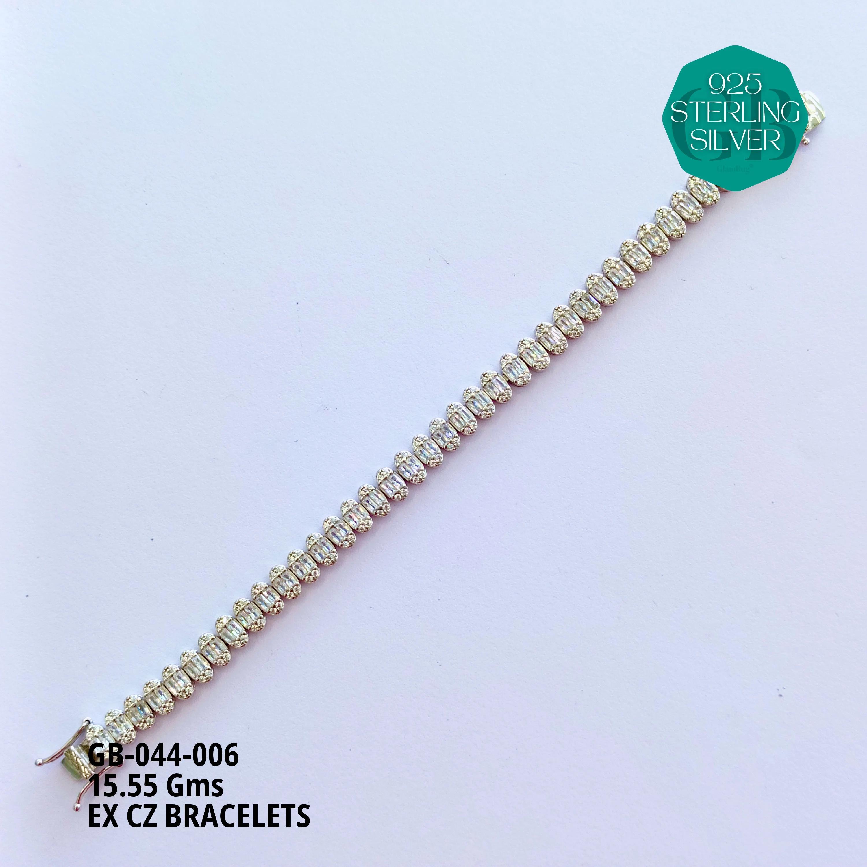 EX CZ BRACELETS - Premium 925 Silver Jewellery - SKU: GB-044-006 - Hyderabad Silver Importers