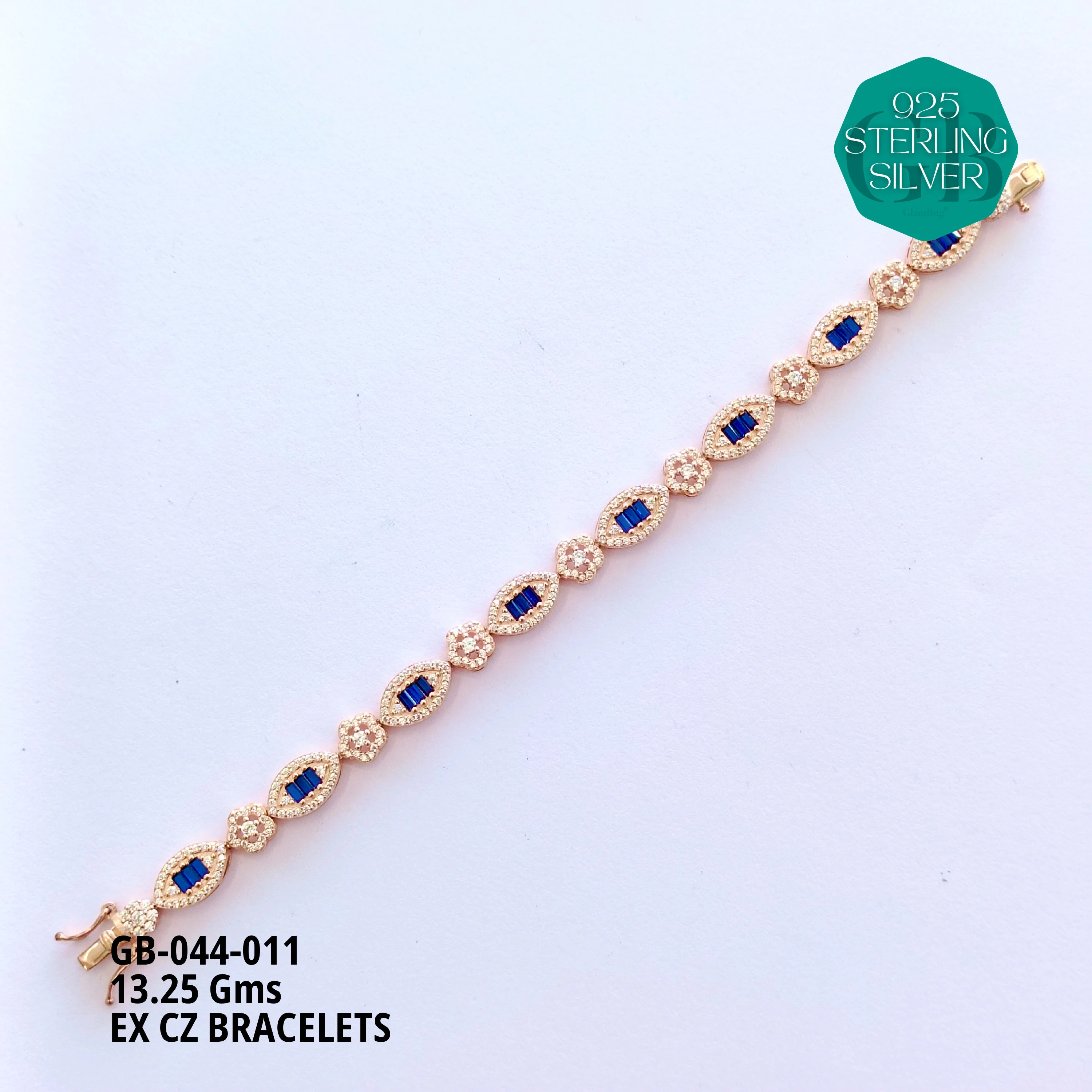 EX CZ BRACELETS - Premium 925 Silver Jewellery - SKU: GB-044-011 - Hyderabad Silver Importers