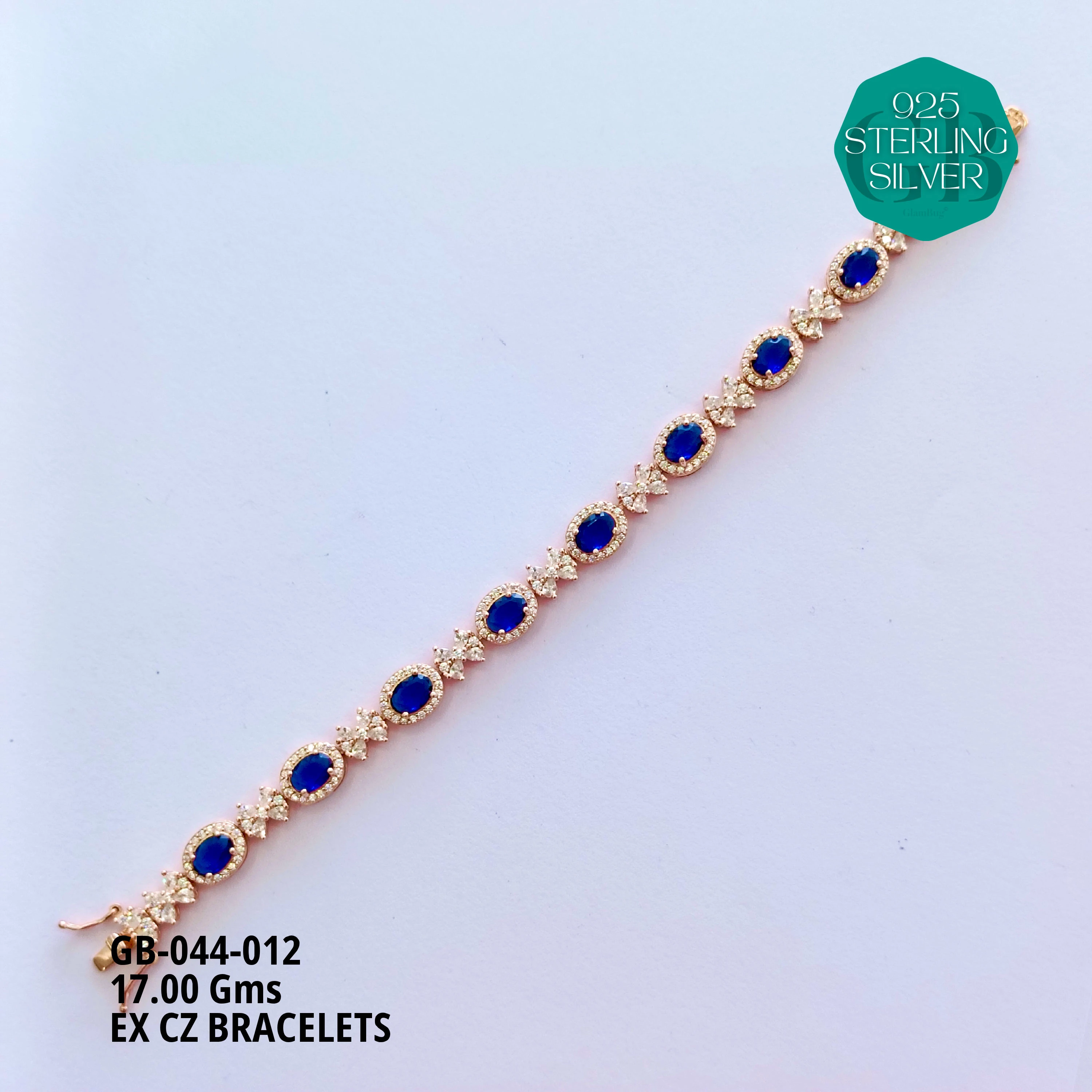 EX CZ BRACELETS - Premium 925 Silver Jewellery - SKU: GB-044-012 - Hyderabad Silver Importers