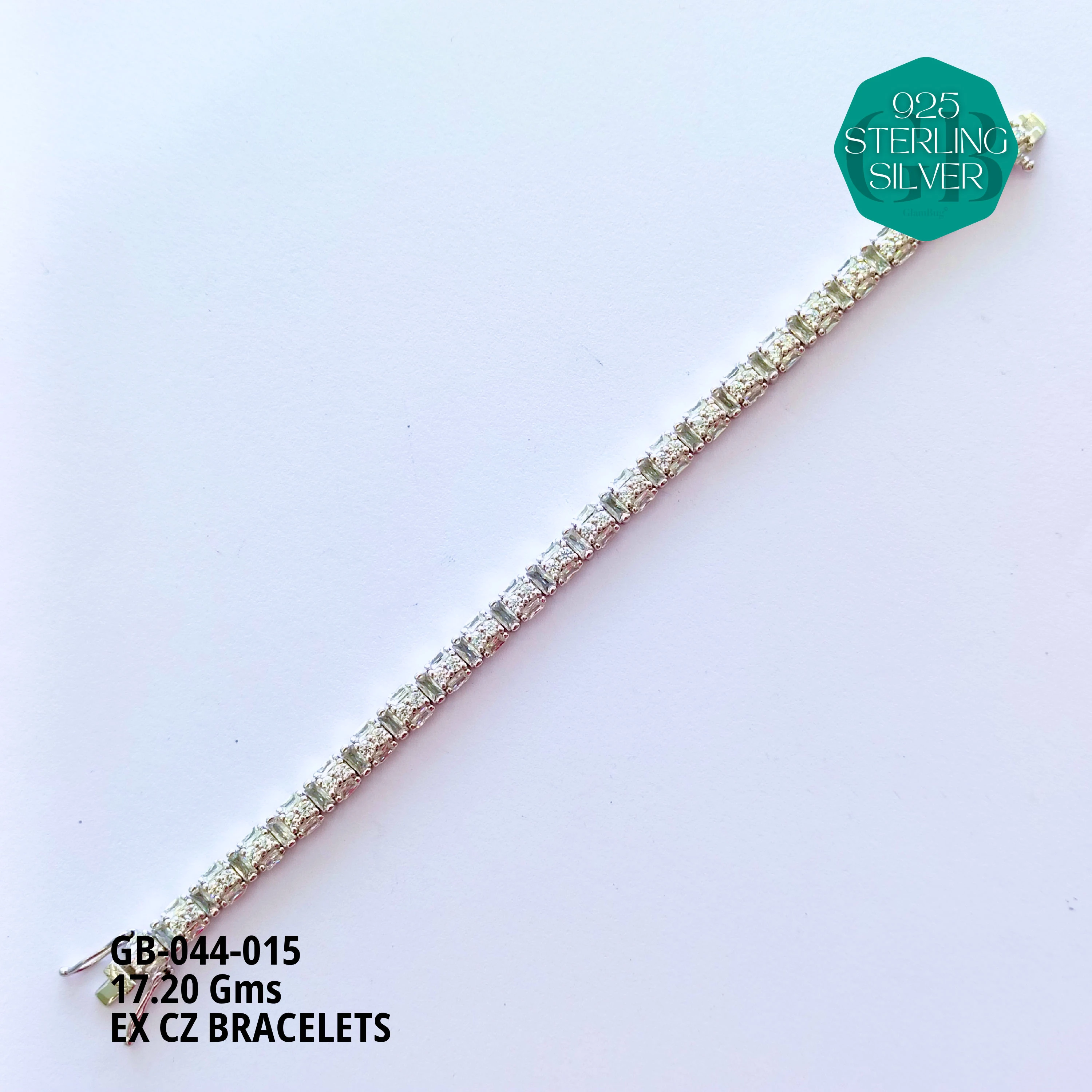 EX CZ BRACELETS - Premium 925 Silver Jewellery - SKU: GB-044-015 - Hyderabad Silver Importers