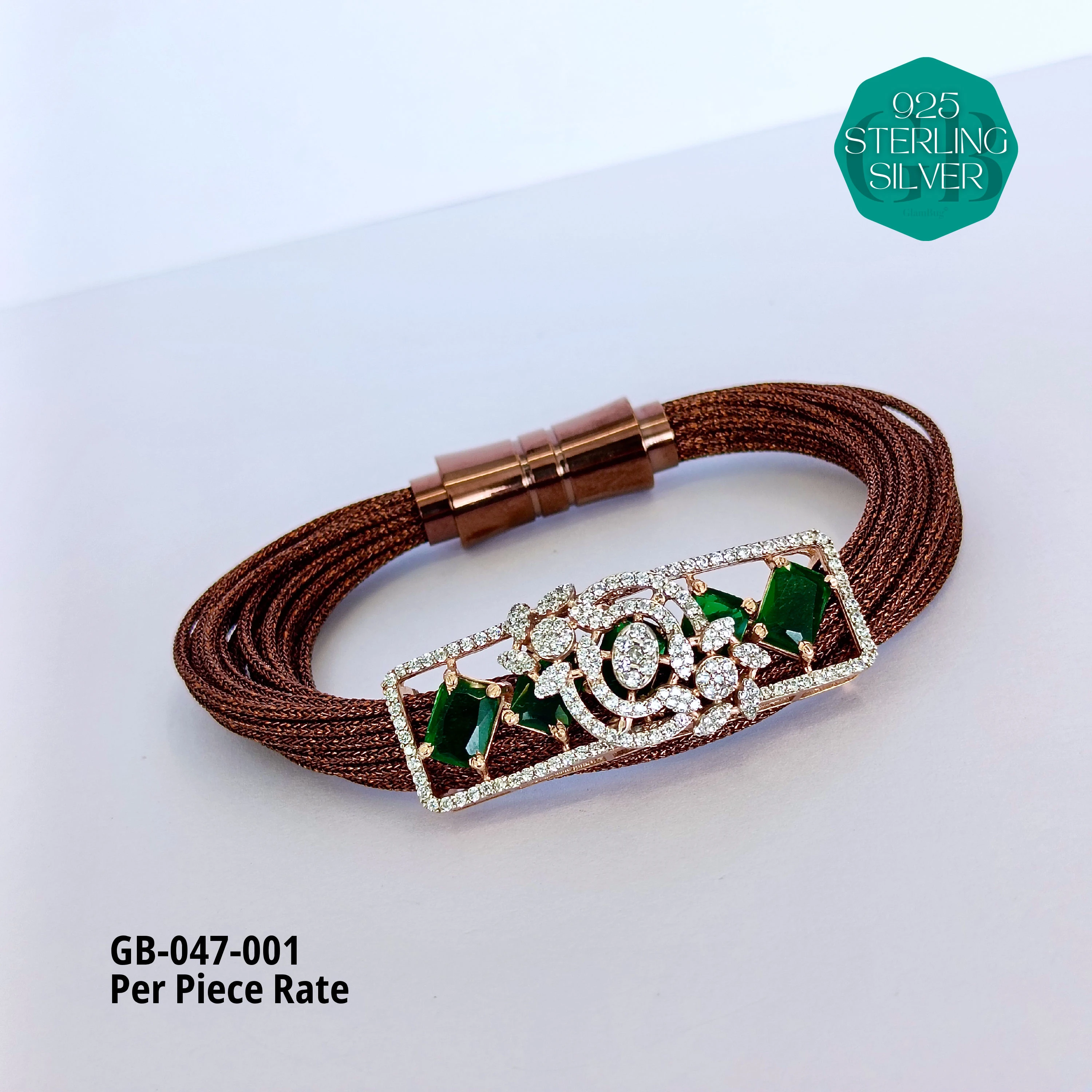 CZ EXCLUSIVE TENNIS BUGUETTE BRACELETS - Premium 925 Silver Jewellery - SKU: GB-047-001 - Hyderabad Silver Importers