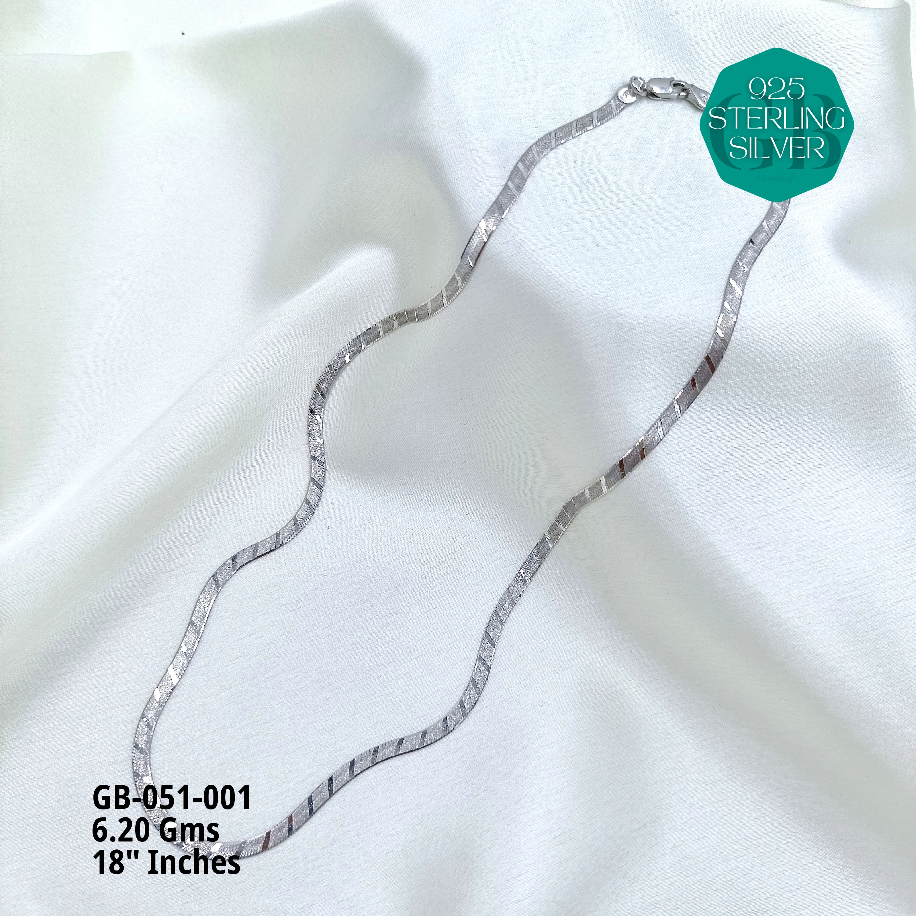 ITALY FLAT CHAIN - Premium 925 Silver Jewellery - SKU: GB-051-001 - Hyderabad Silver Importers