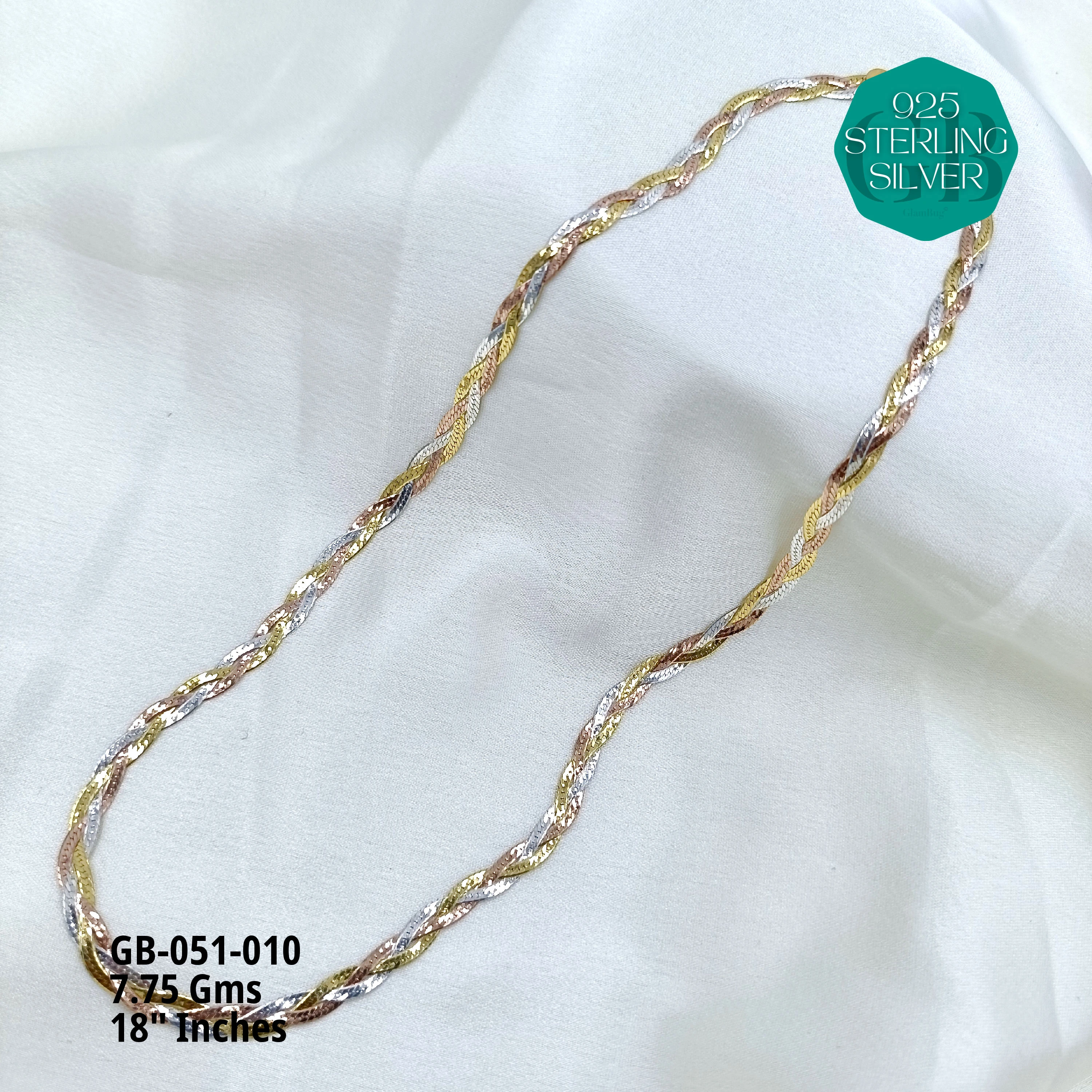 ITALY FLAT CHAIN - Premium 925 Silver Jewellery - SKU: GB-051-010 - Hyderabad Silver Importers