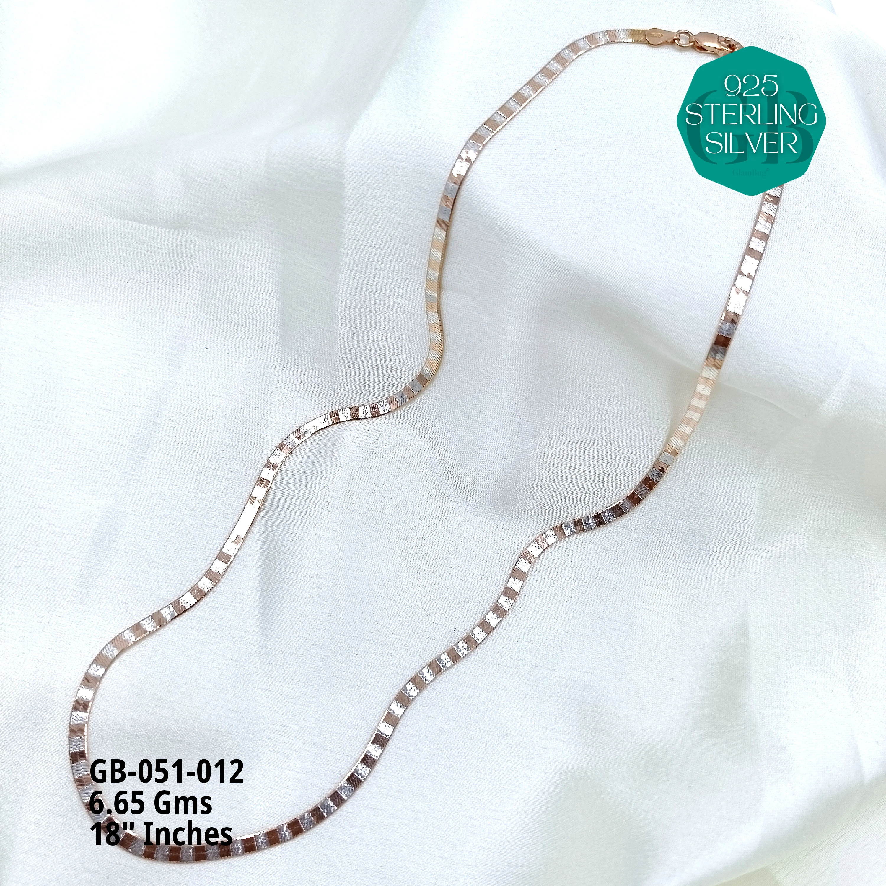 ITALY FLAT CHAIN - Premium 925 Silver Jewellery - SKU: GB-051-012 - Hyderabad Silver Importers