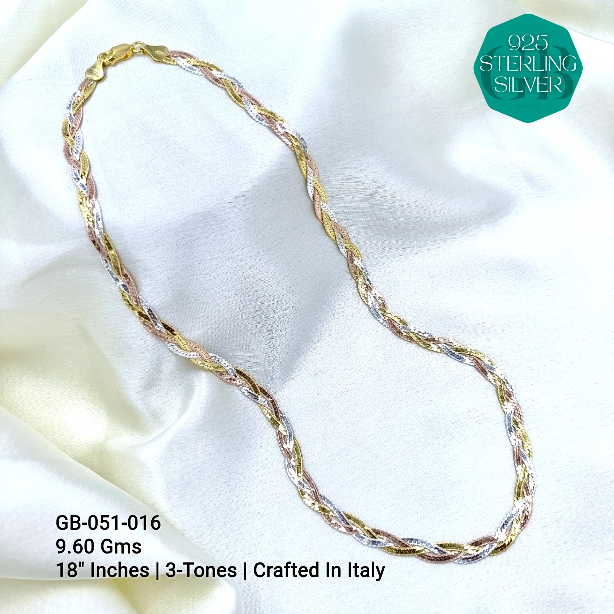 ITALY FLAT CHAIN - Premium 925 Silver Jewellery - SKU: GB-051-016 - Hyderabad Silver Importers